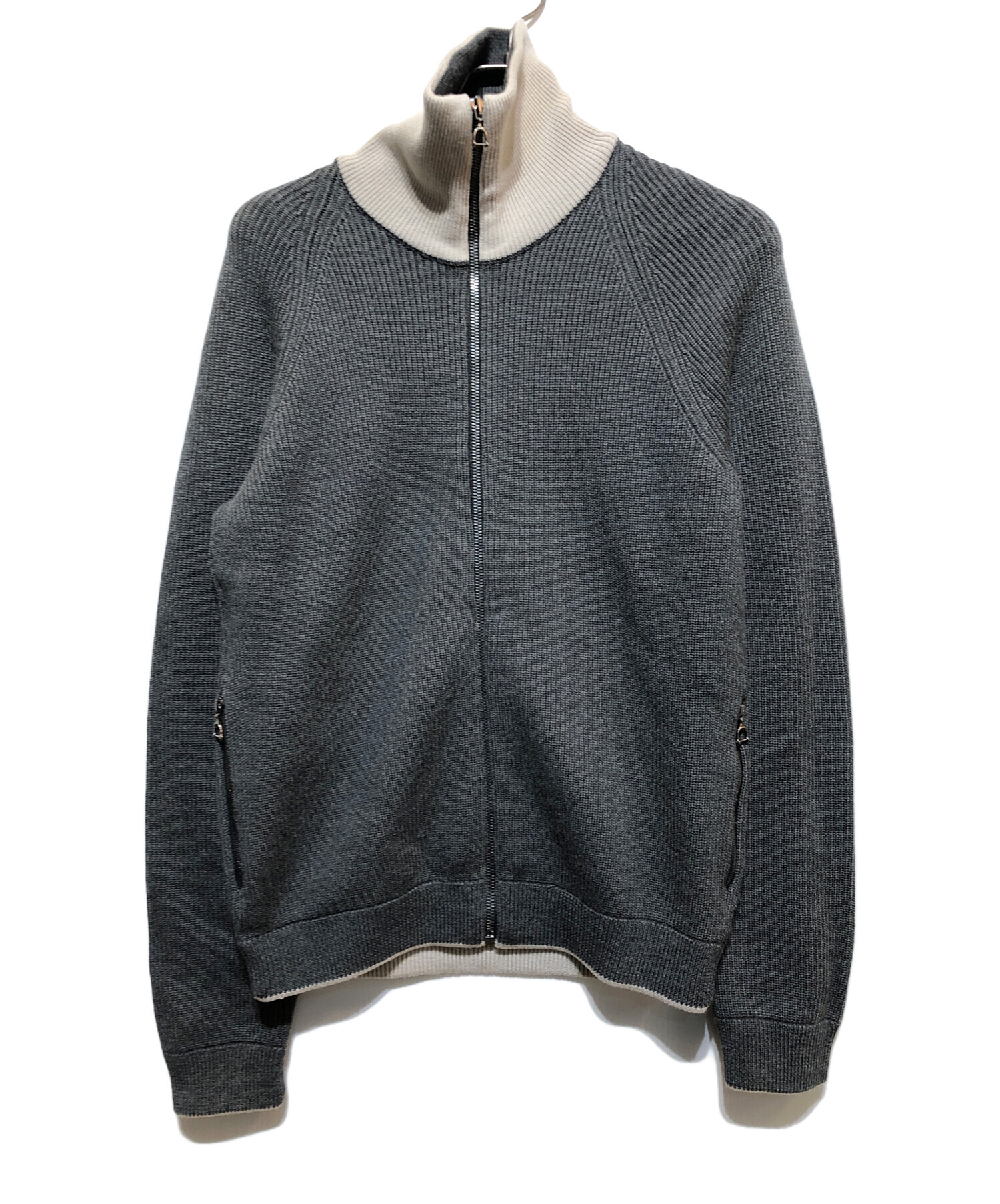 中古・古着通販】GUCCI (グッチ) ジップニット グレー×カーキ サイズ:S 