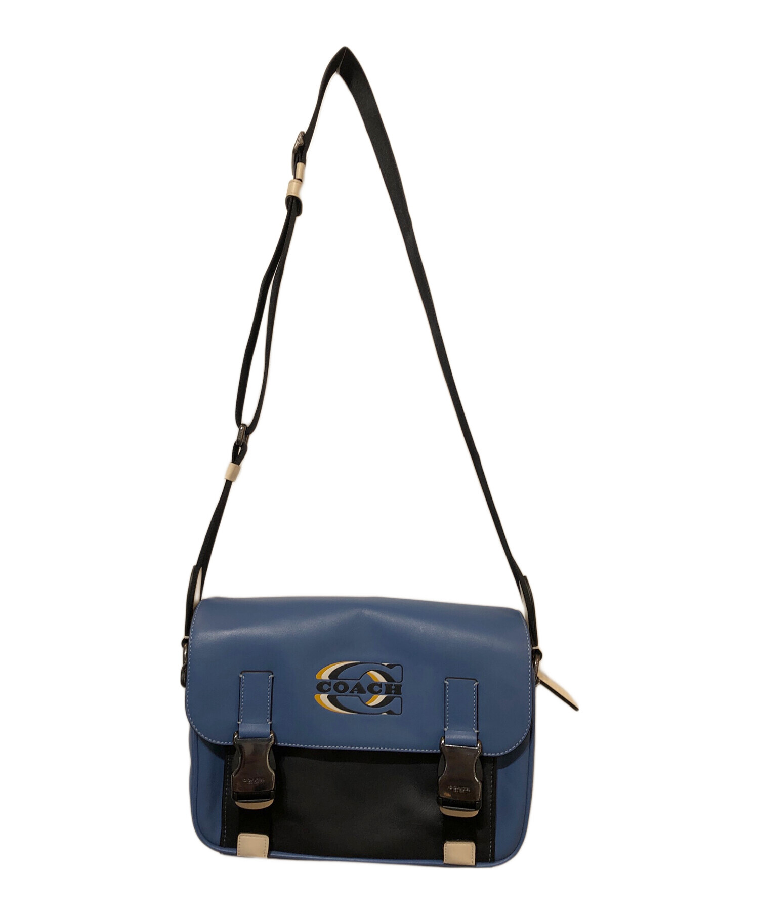 中古・古着通販】COACH (コーチ) ショルダーバッグ ブルー×ブラック 