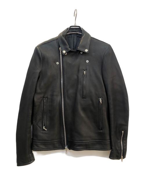 ATTACHMENT アタッチメント ライダース ピーコート ブラック 黒色 中古・古着通販】ATTACHMENT (アタッチメント) レザーダブルライダース