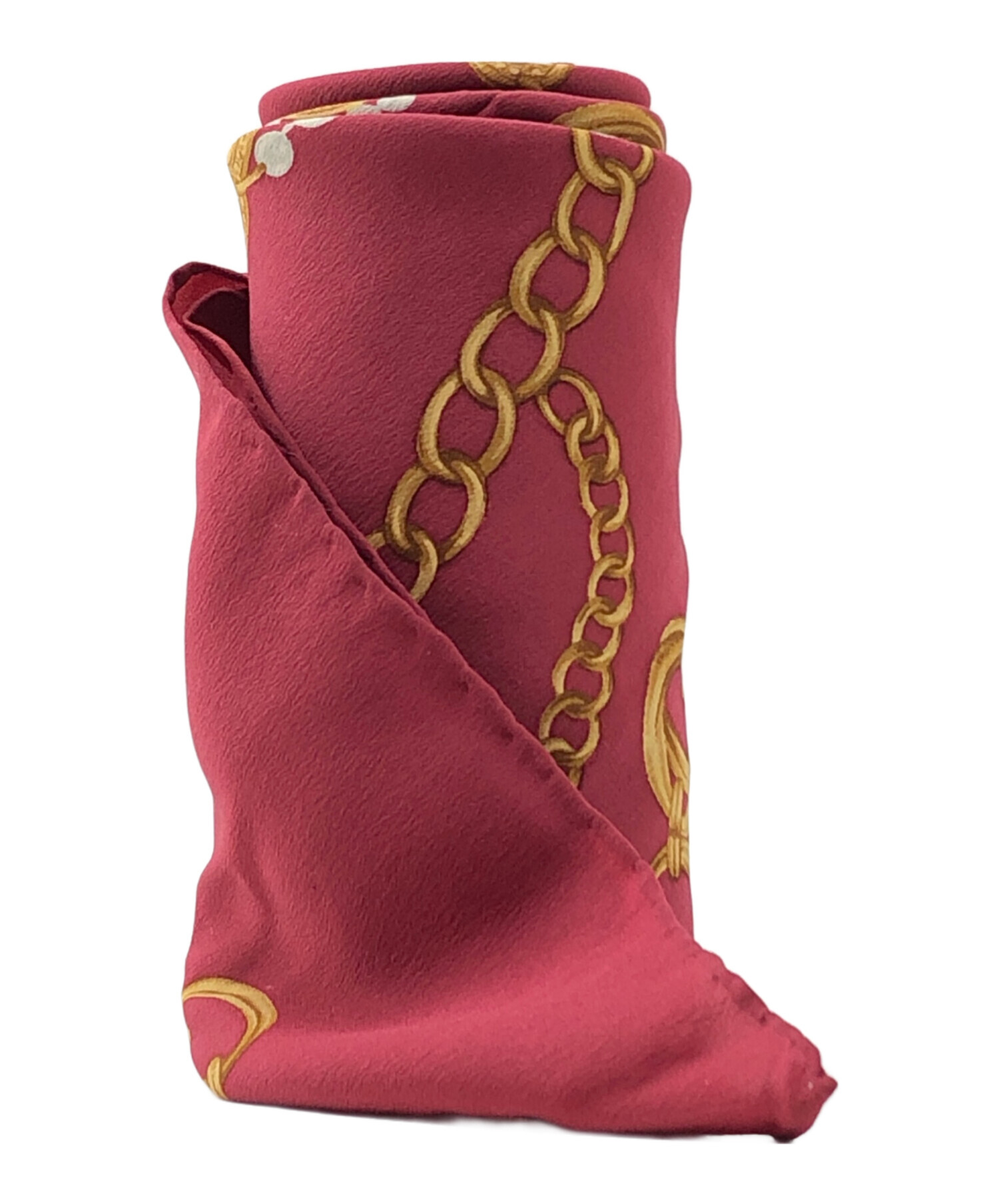 CHANEL シャネル　ヴィンテージ　カラーストーン　チェーン　シルクスカーフ 中古・古着通販】CHANEL (シャネル) チェーン柄シルクスカーフ レッド