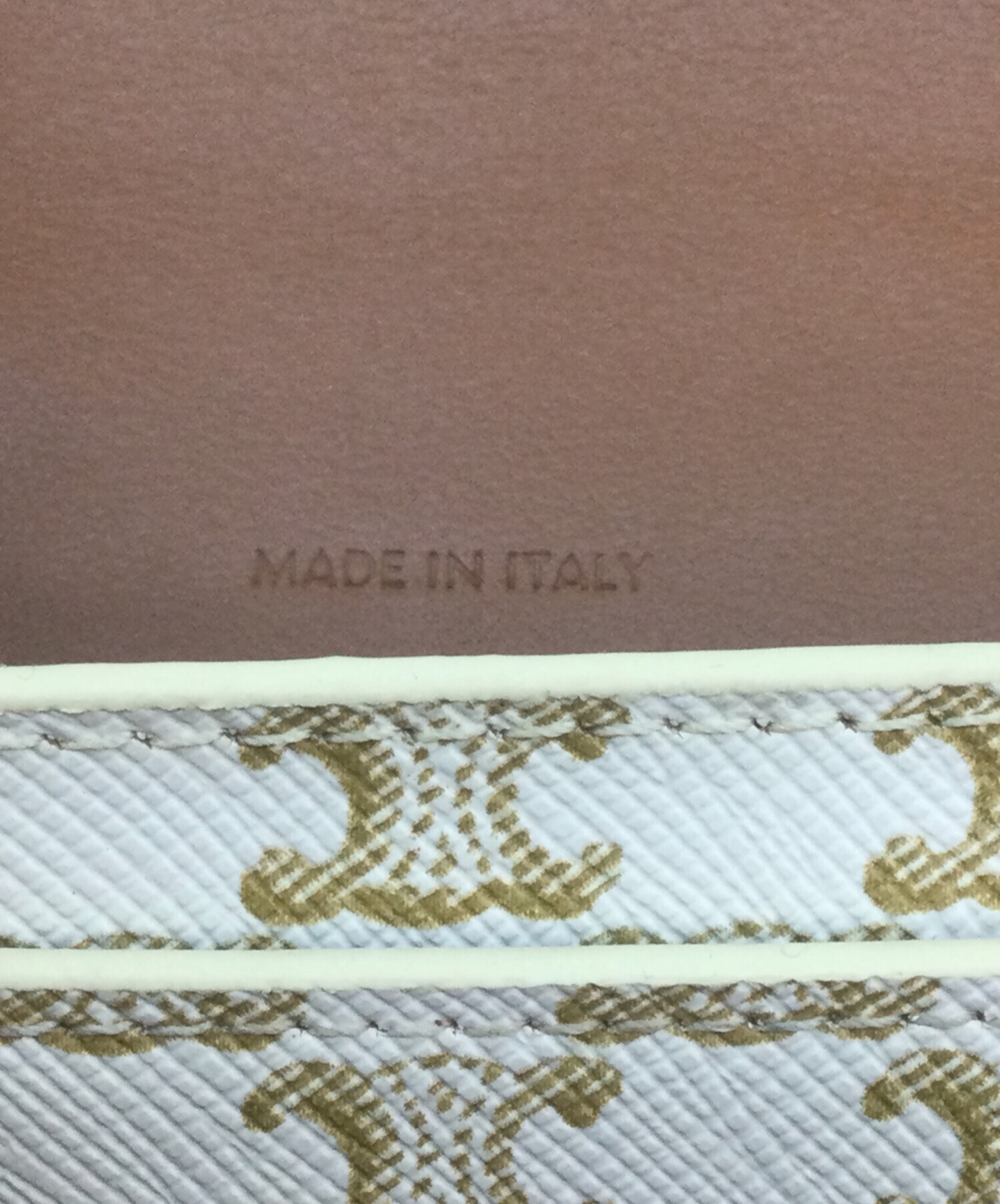 CELINE ミニポーチ 巾着 総柄 トリオンフ柄 ベージュ CELINE ミニポーチ 巾着 総柄 トリオンフ柄 ベージュ CELINE