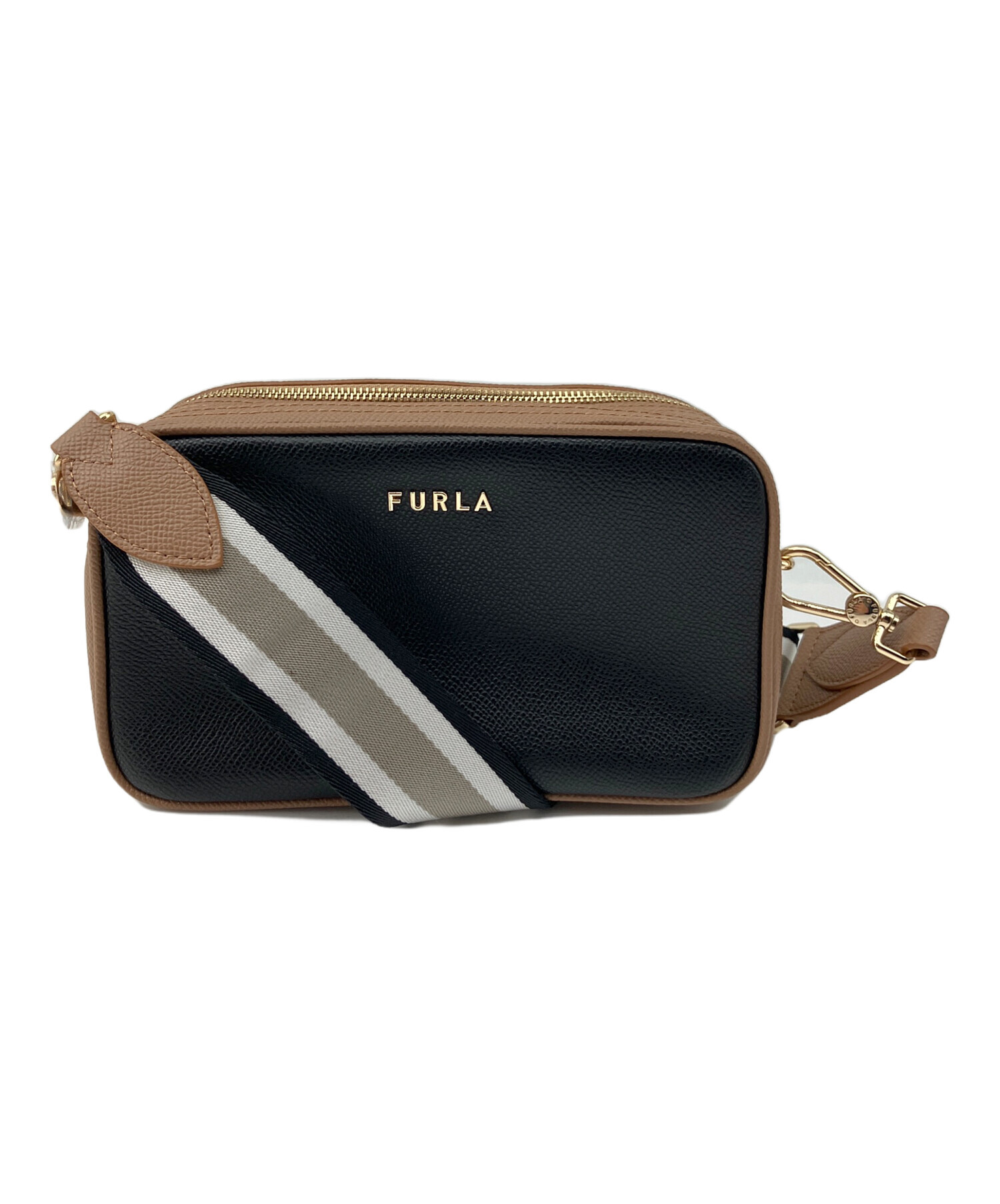 中古・古着通販】FURLA (フルラ) ショルダーバッグ ベージュ×ブラック