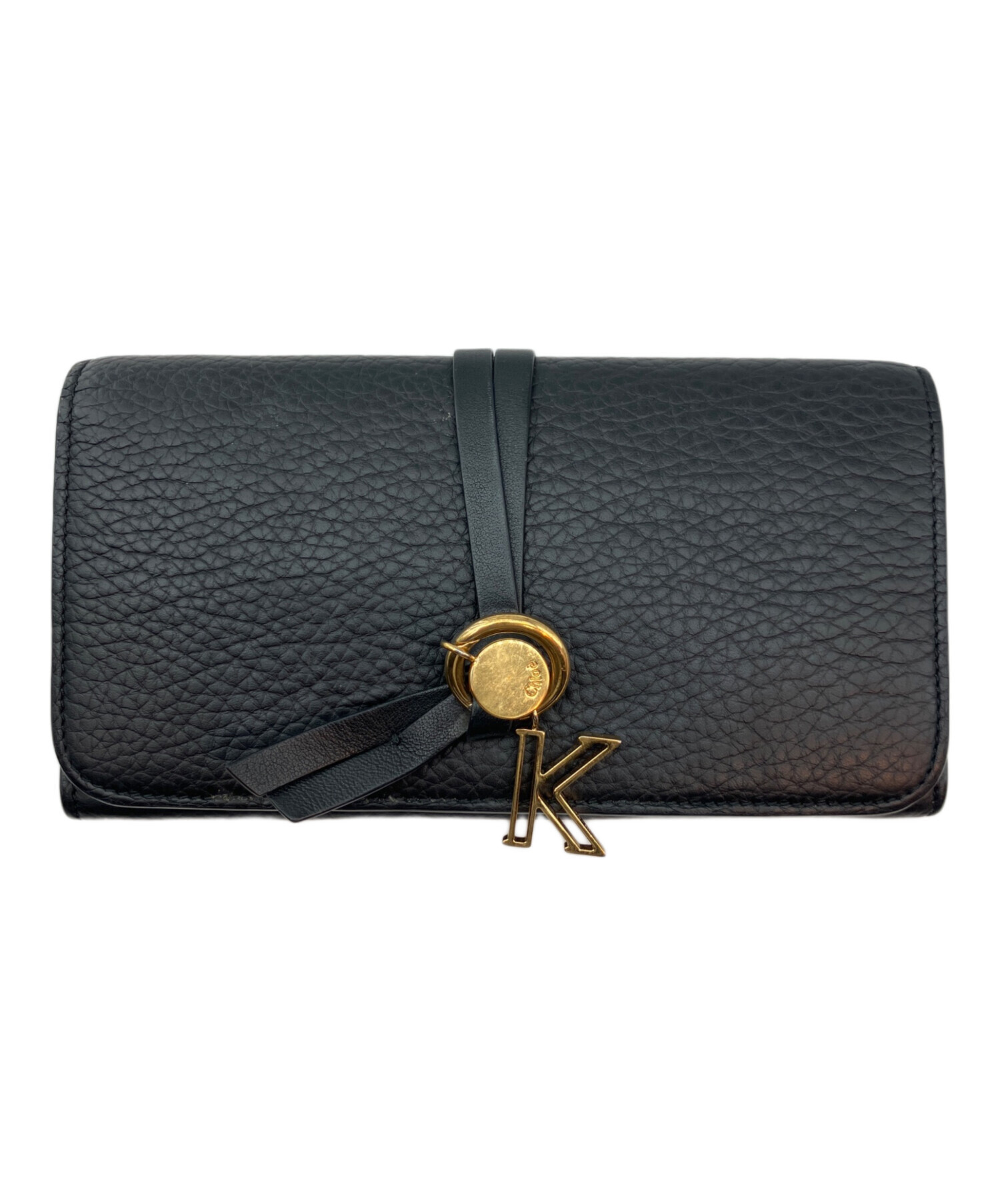 Chloe クロエ ロングウォレット  長財布 ブラック系 ゴールド【中古】【美品】 Chloe/クロエ アイコニック ジップ ロングウォレット (Chloe/長財布