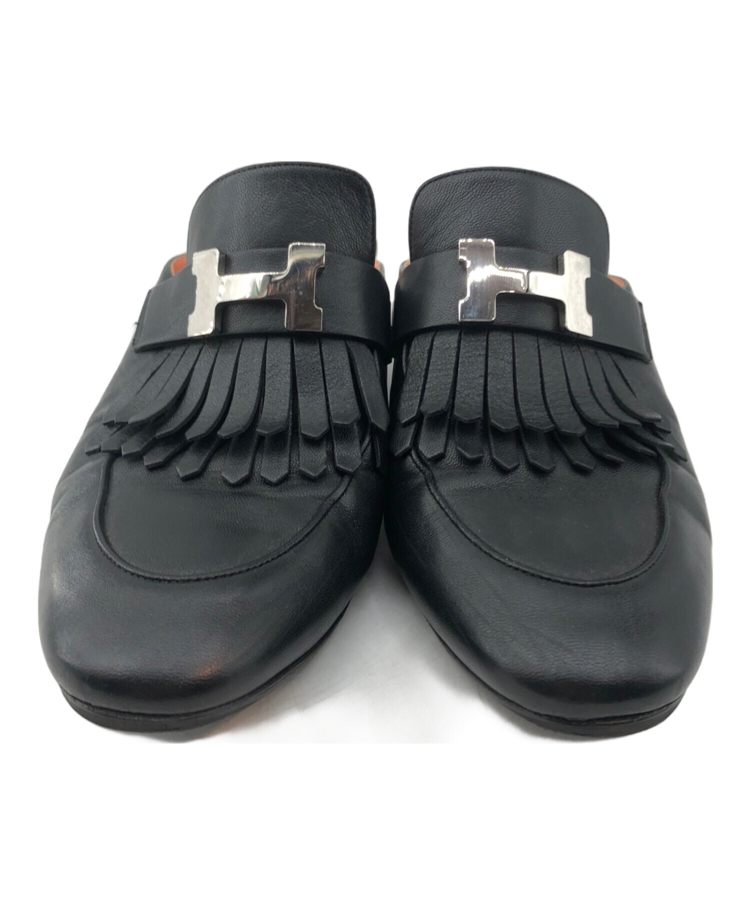 中古・古着通販】HERMES (エルメス) フリンジミュール ブラック サイズ 