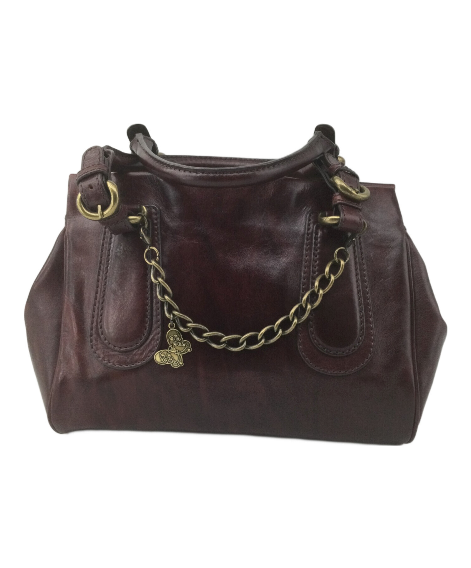 中古・古着通販】ANNA SUI (アナスイ) レザーハンドバッグ ボルドー 