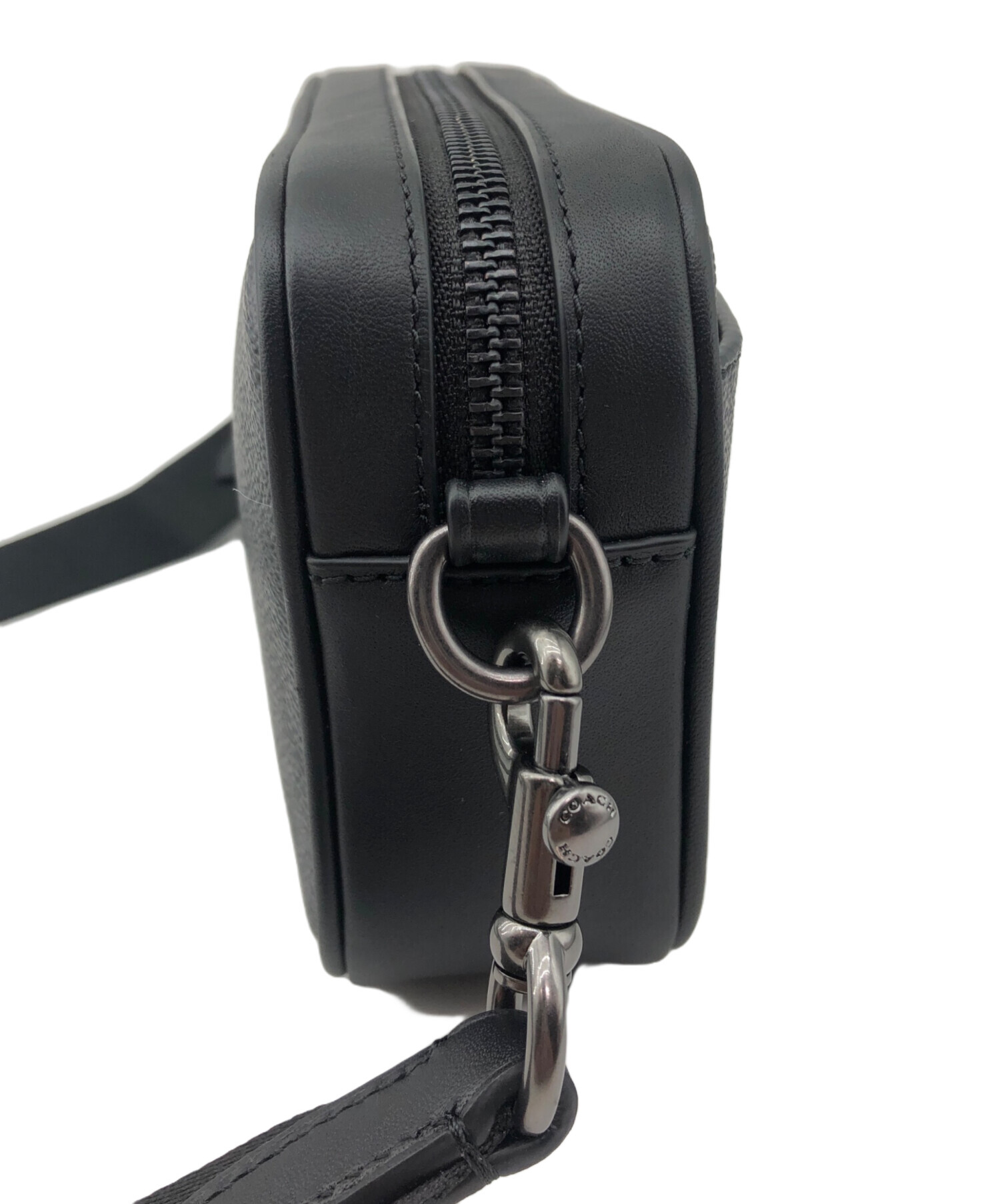 COACH コーチ ショルダーバッグ - グレーx黒(総柄) 【古着】【中古】 COACH（コーチ）ショルダーバッグ グレー サイズ:- レディース