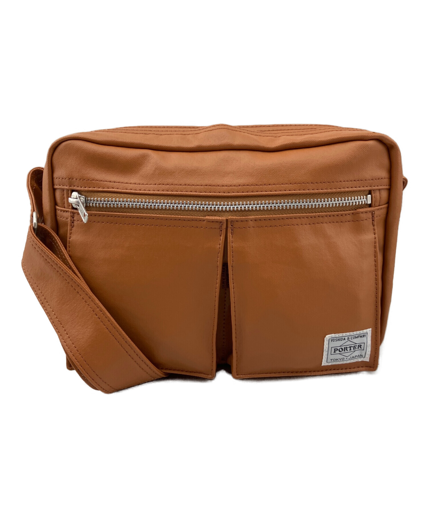 PORTER ブラウンレザーショルダーバック 中古・古着通販】PORTER (ポーター) レザーショルダーバッグ ブラウン