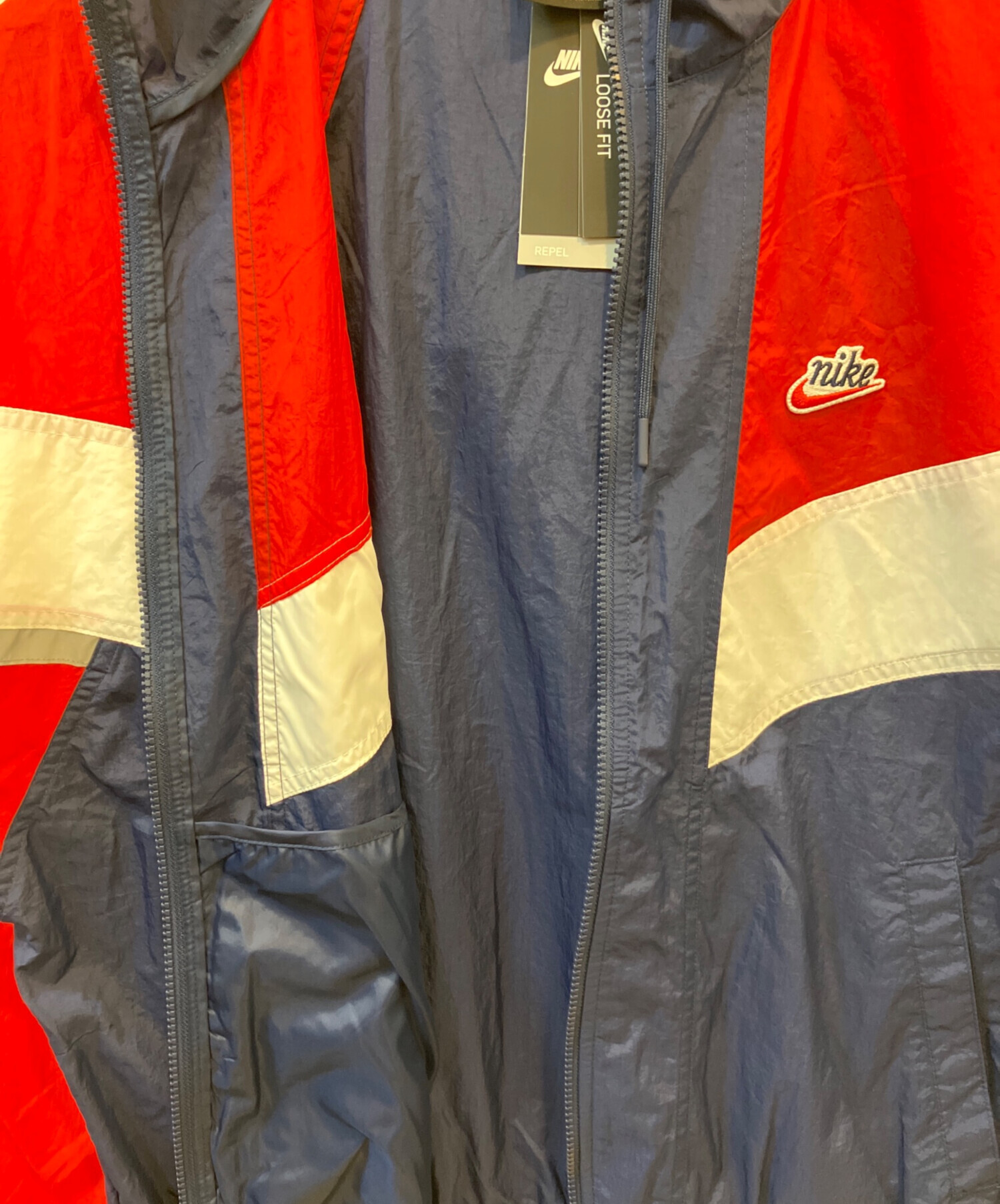中古・古着通販】NIKE (ナイキ) ナイロンジャケット ネイビー×レッド