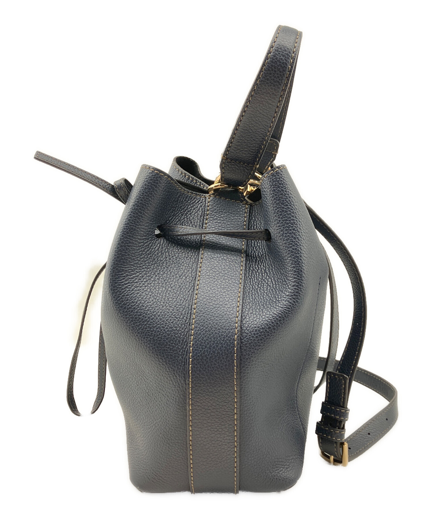 中古・古着通販】FURLA (フルラ) 巾着ショルダーバッグ ネイビー