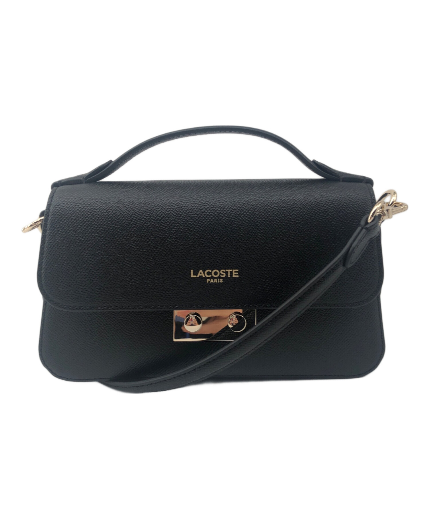 中古・古着通販】LACOSTE (ラコステ) レザーショルダーバッグ ブラック