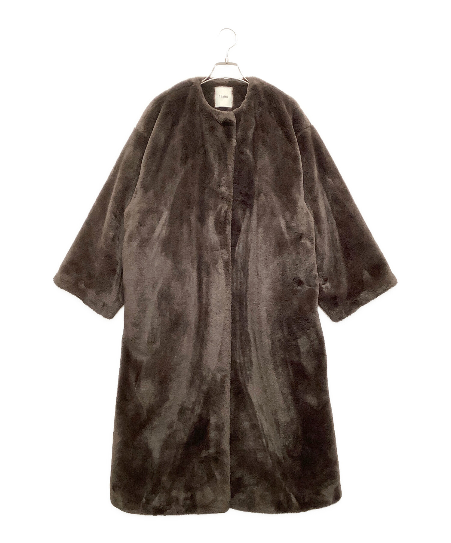 中古・古着通販】CLANE (クラネ) ノーカラーリコファーコート ブラウン