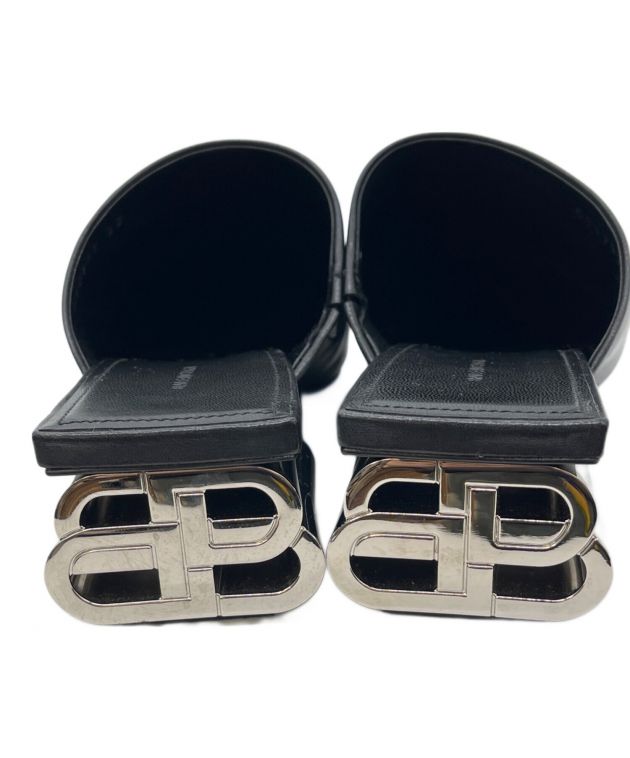 BALENCIAGA BBロゴ ブラックサンダル 中古・古着通販】BALENCIAGA (バレンシアガ) BBロゴブロックヒール