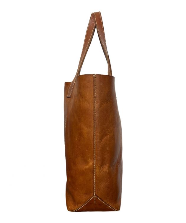 未使用 タグ付き genten 横長トート ハンド バッグ ブラウン 牛革 中古・古着通販】genten (ゲンテン) トートバッグ ブラウン サイズ