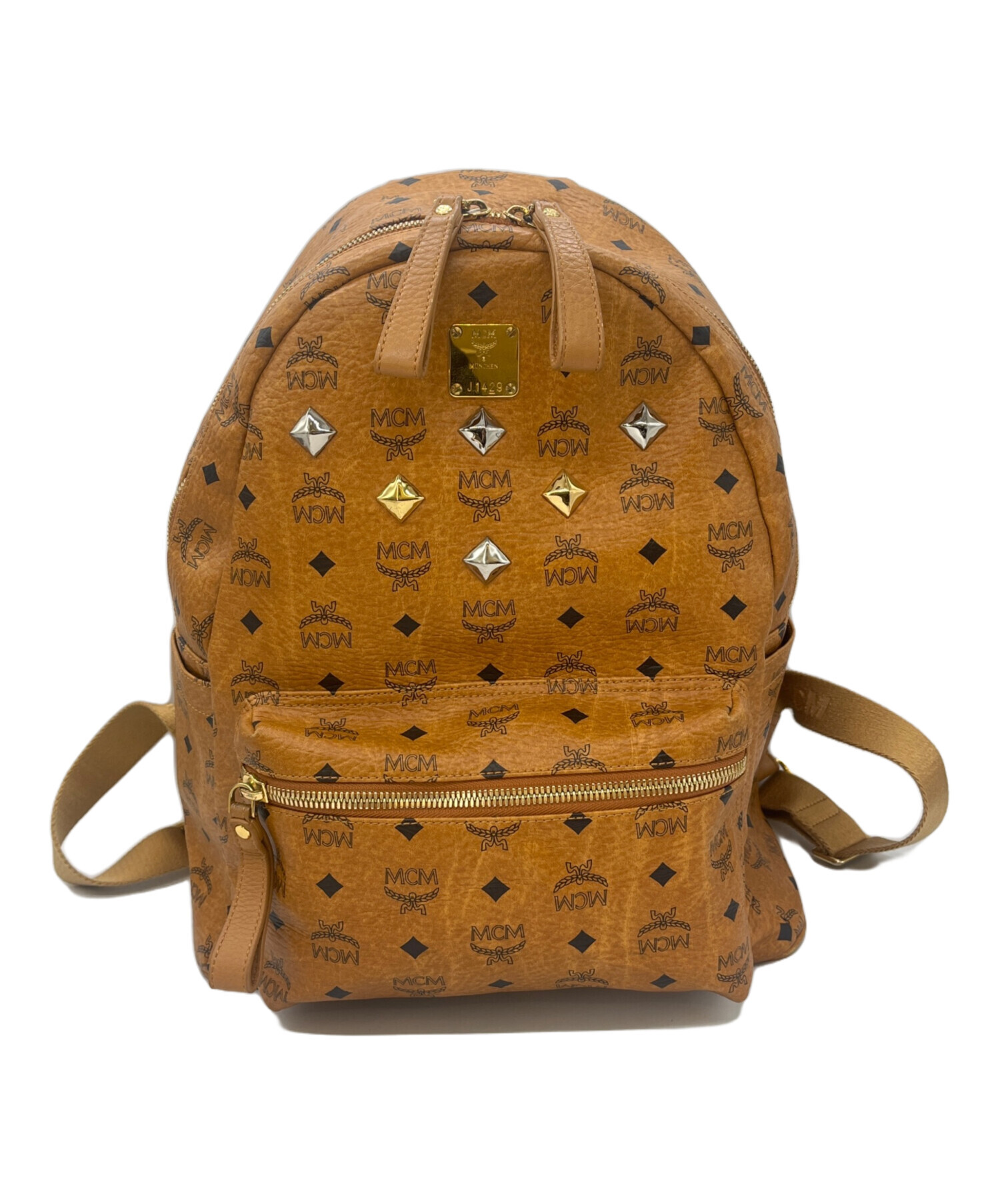 中古・古着通販】MCM (エムシーエム) コンビスタッズリュック ブラウン 
