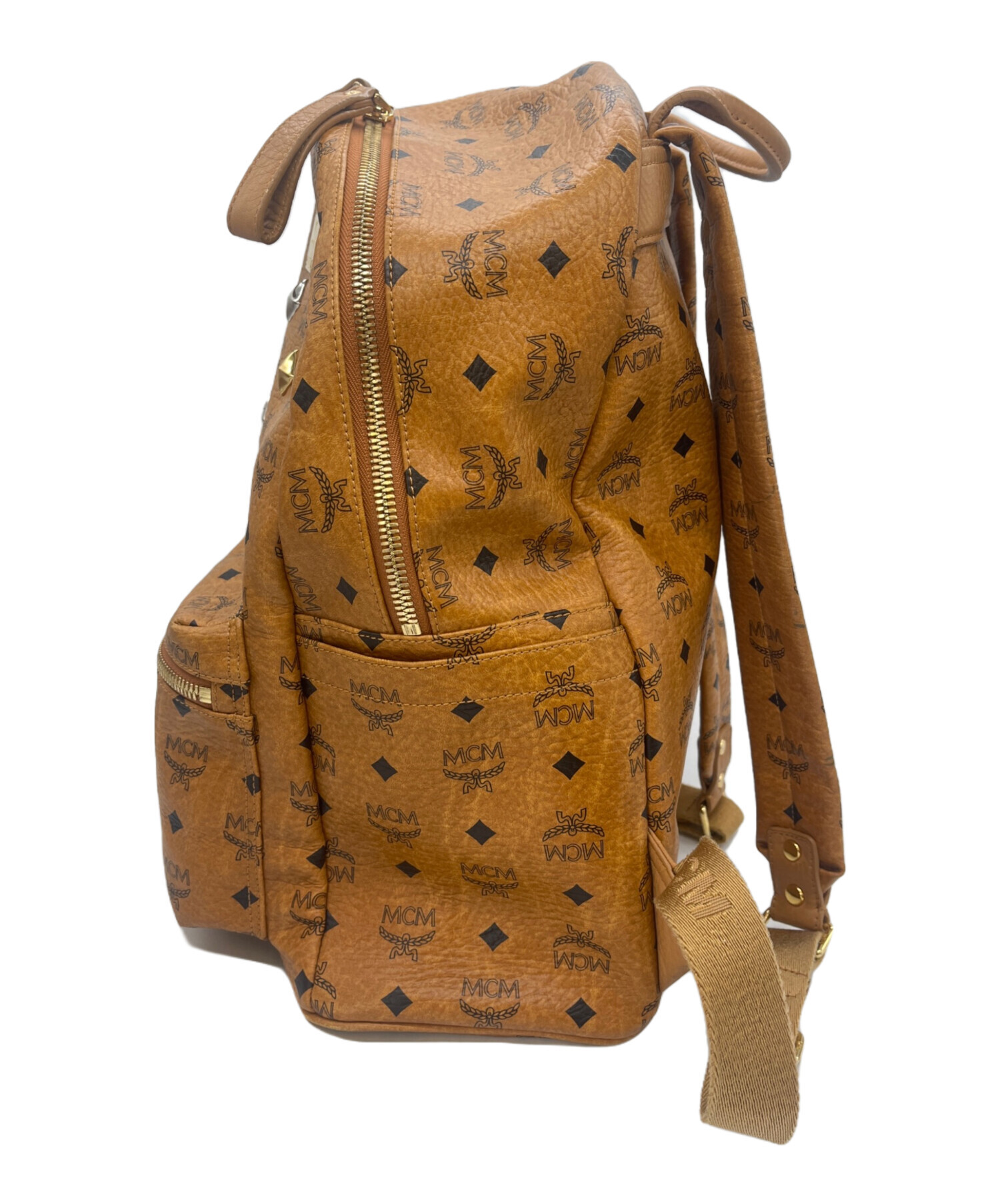 中古・古着通販】MCM (エムシーエム) コンビスタッズリュック ブラウン 