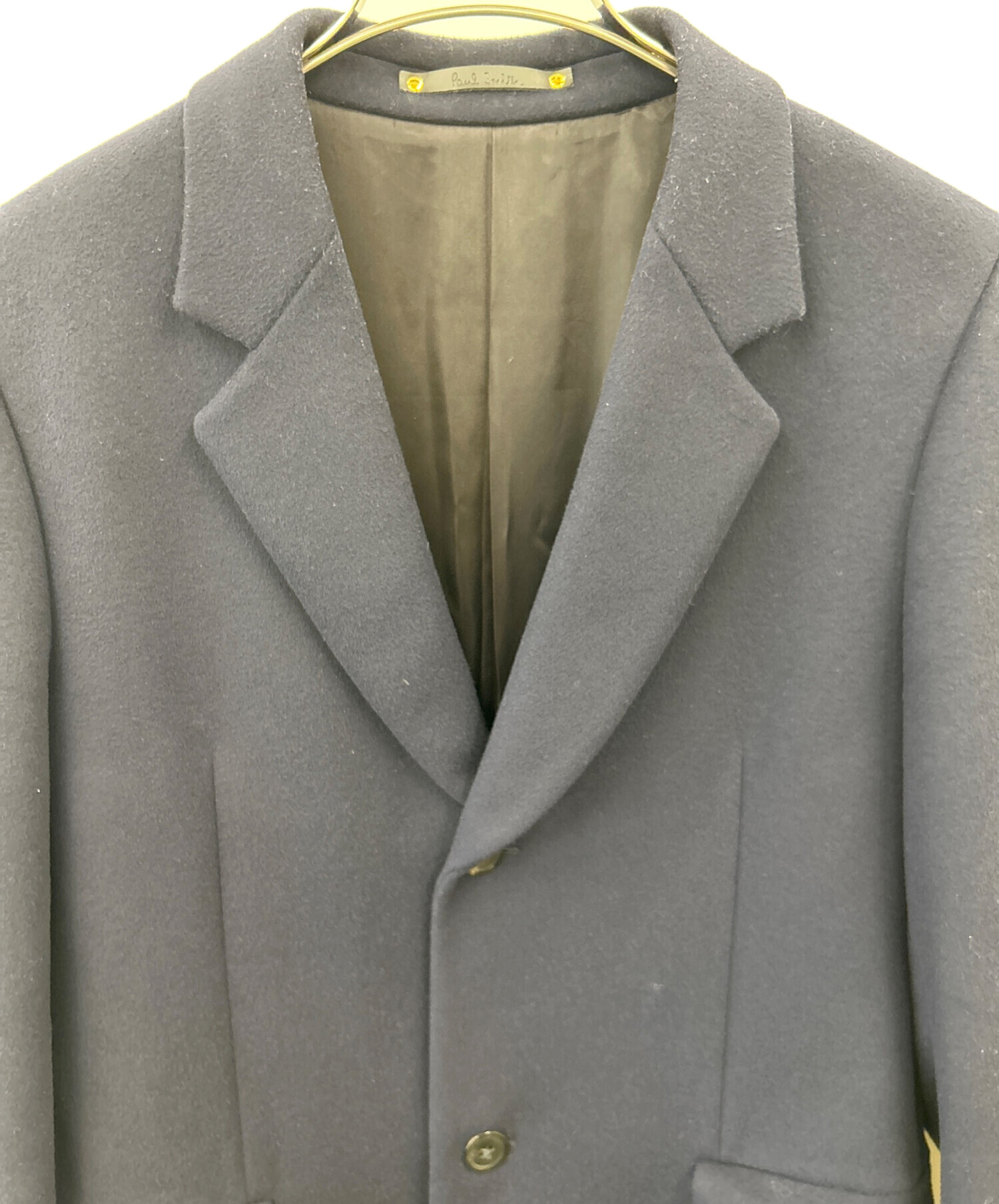 ま*ん様 未使用級　PSポールスミス　チェスターコート　千鳥柄　Mサイズ　濃紺 未使用級 Paul Smith ポールスミス チェスターコート ロングコート