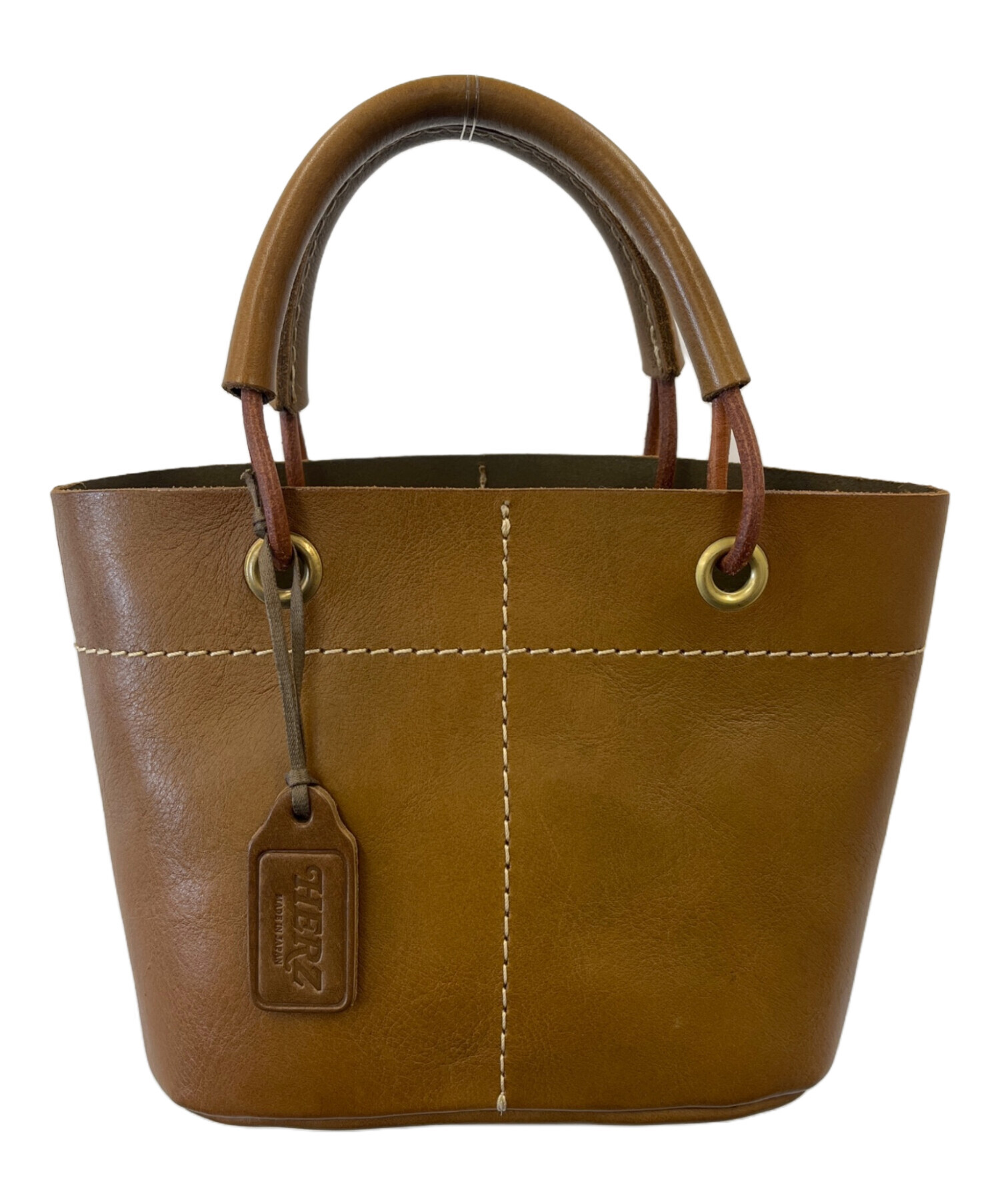 R*様 ★新品未使用に近い★ レア物　ヘルツ　HERZ ブラウン レザー ハンド 中古・古着通販】Herz (ヘルツ) Herz ハンドバッグ ブラウン｜ブランド