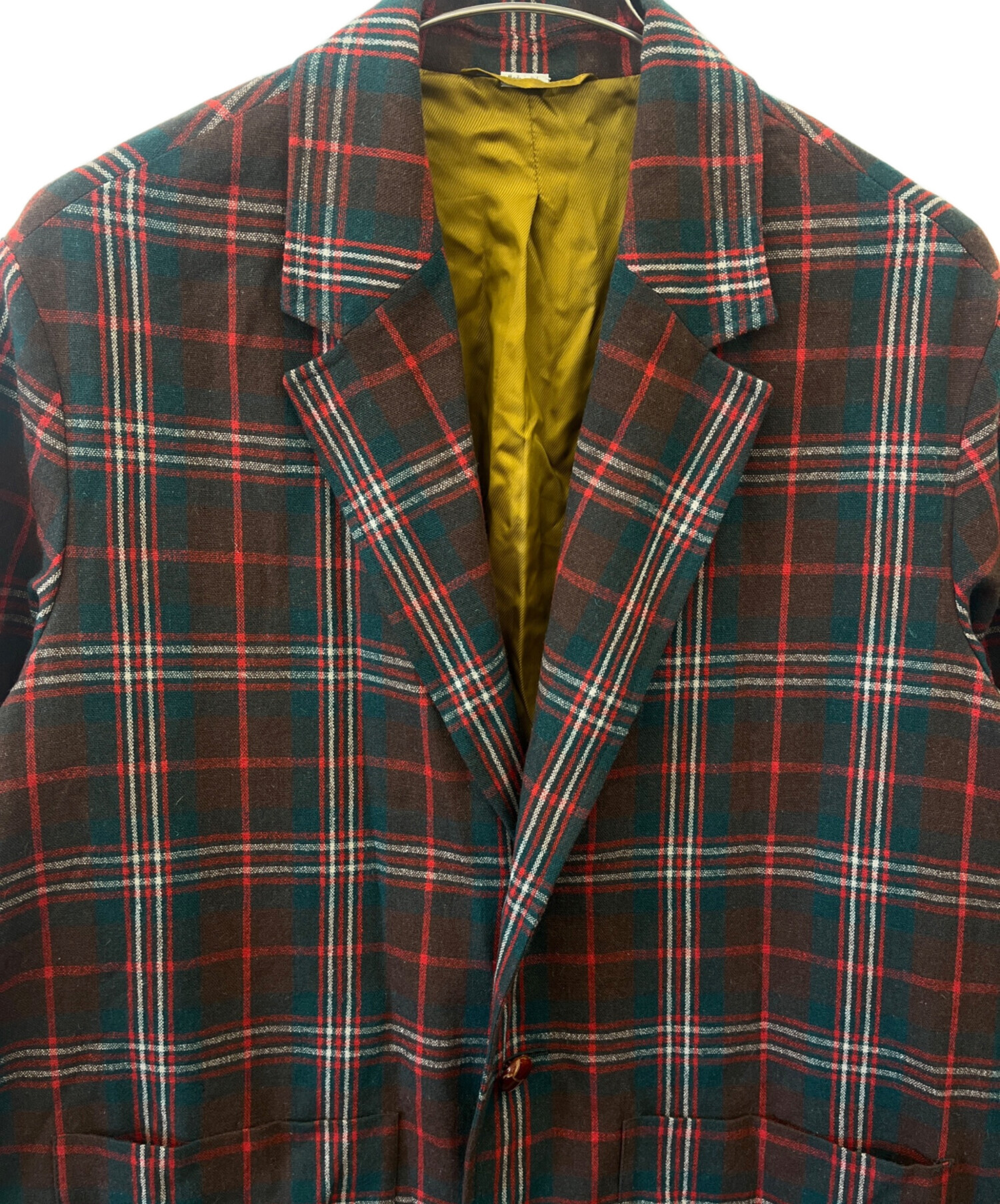 中古・古着通販】GUCCI (グッチ) チェック柄チェスターコート レッド 
