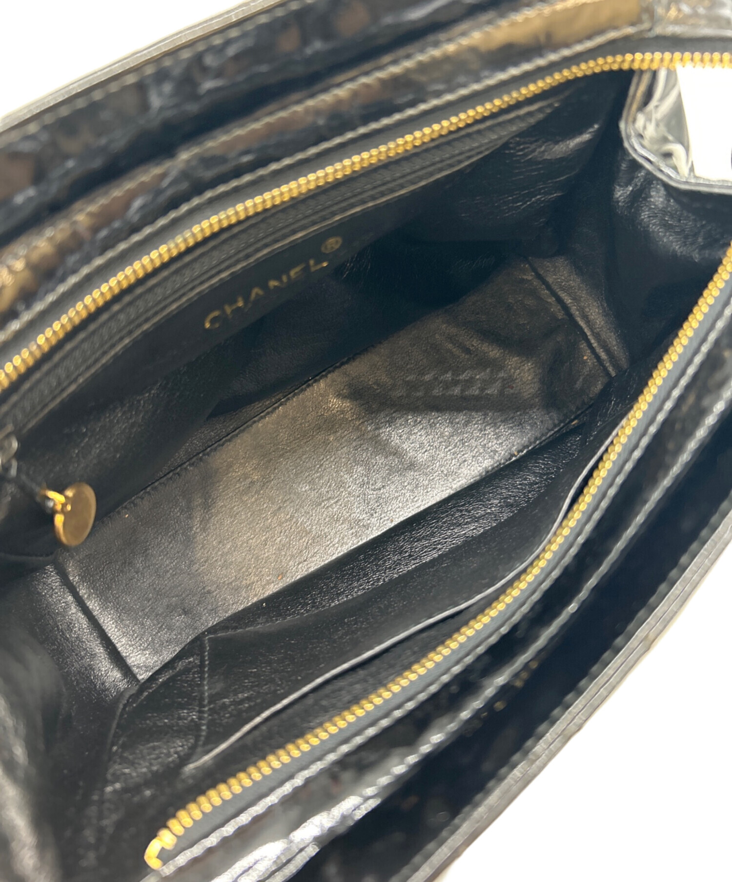 中古・古着通販】CHANEL (シャネル) CHANEL エナメルバッグ ブラック