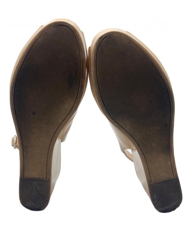 セール【大きめサイズの方必見】PRADAプラダ　厚底サンダル　キャメル 中古・古着通販】PRADA (プラダ) PRADA 厚底サンダル ベージュ