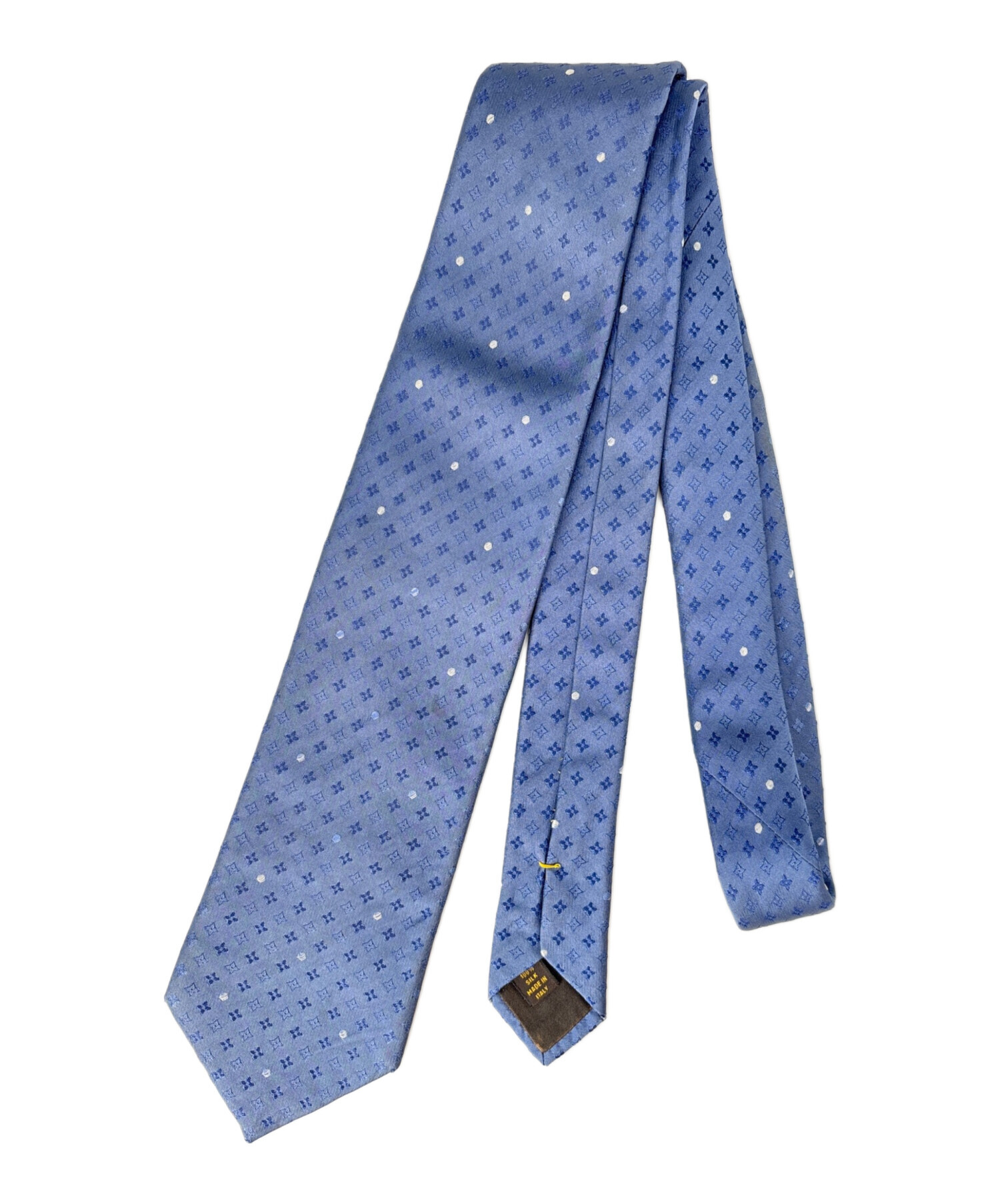 LOUIS VUITTON ネクタイ モノグラム 幾何学柄 ブルー×イエロー 中古・古着通販】LOUIS VUITTON (ルイ ヴィトン) LOUIS VUITTON