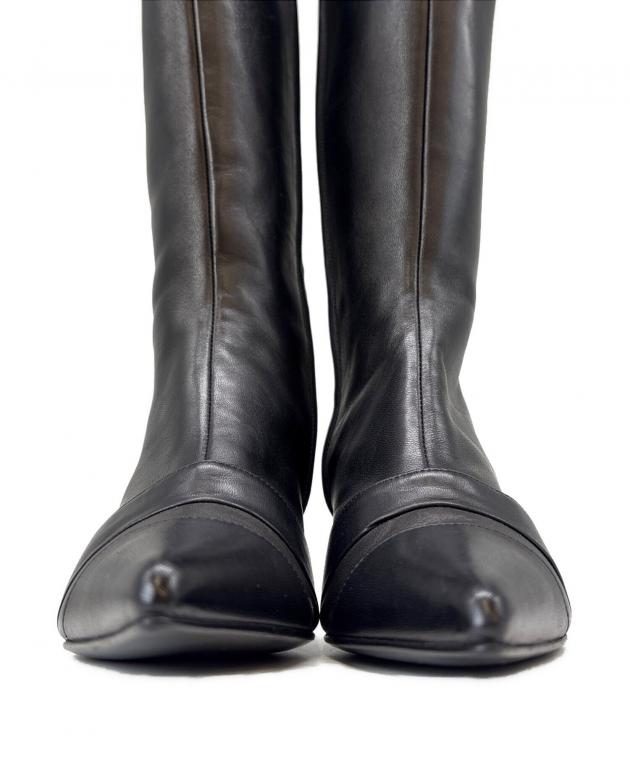 シャネル ロングブーツ 36 CHANEL シャネル ロングブーツ ココマーク レザー ブラック 36 1/2C