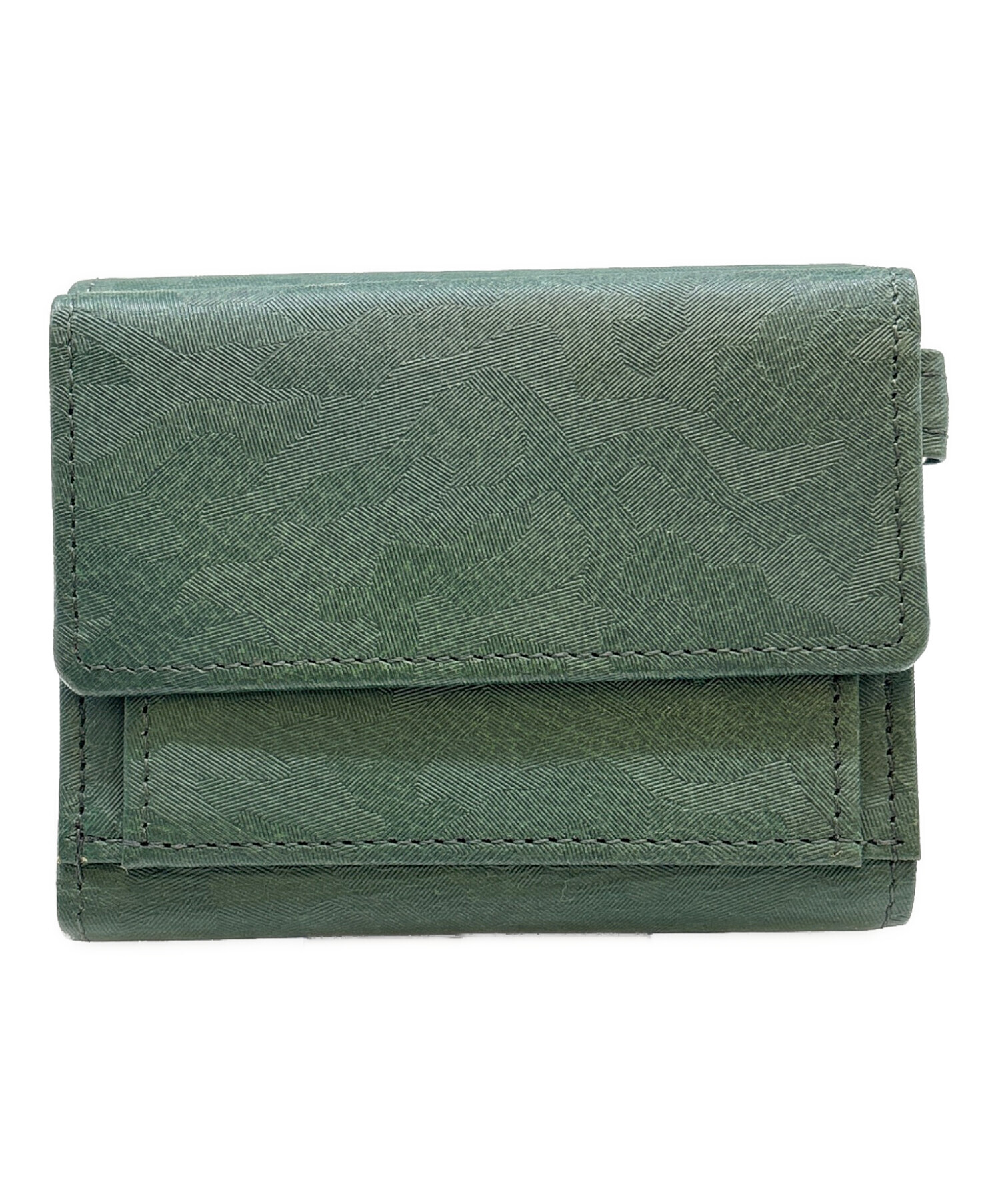PORTER 三つ折り財布 グリーン 中古・古着通販】PORTER (ポーター) PORTER 3つ折り財布 グリーン