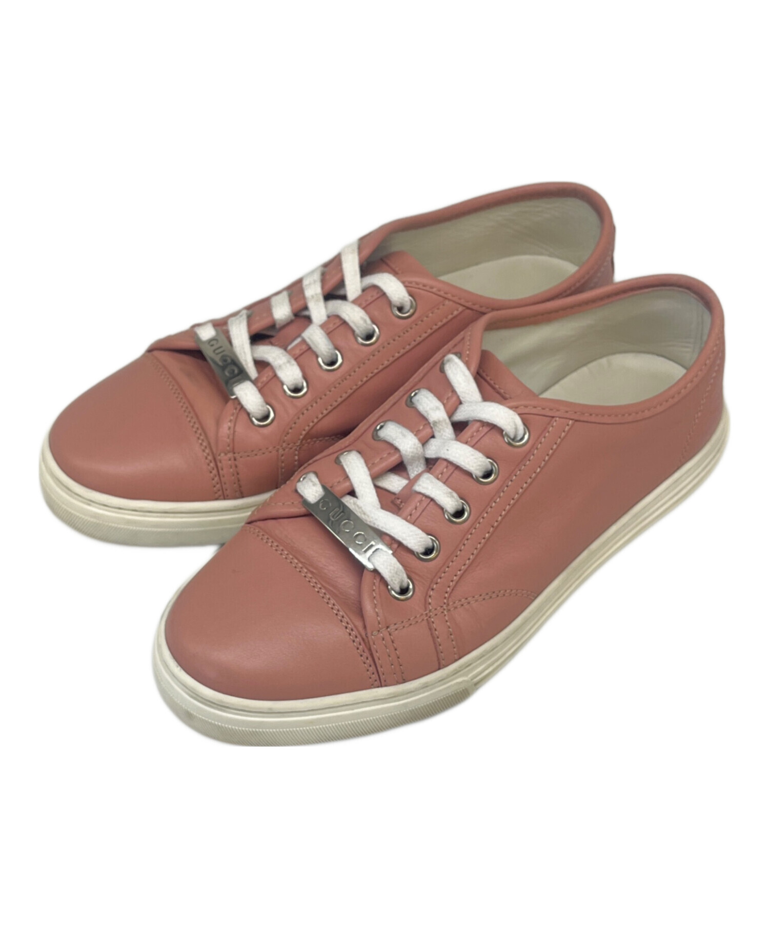 GUCCI スニーカー ピンク レザー　37 1/2 中古・古着通販】GUCCI (グッチ) GUCCI レザースニーカー ピンク