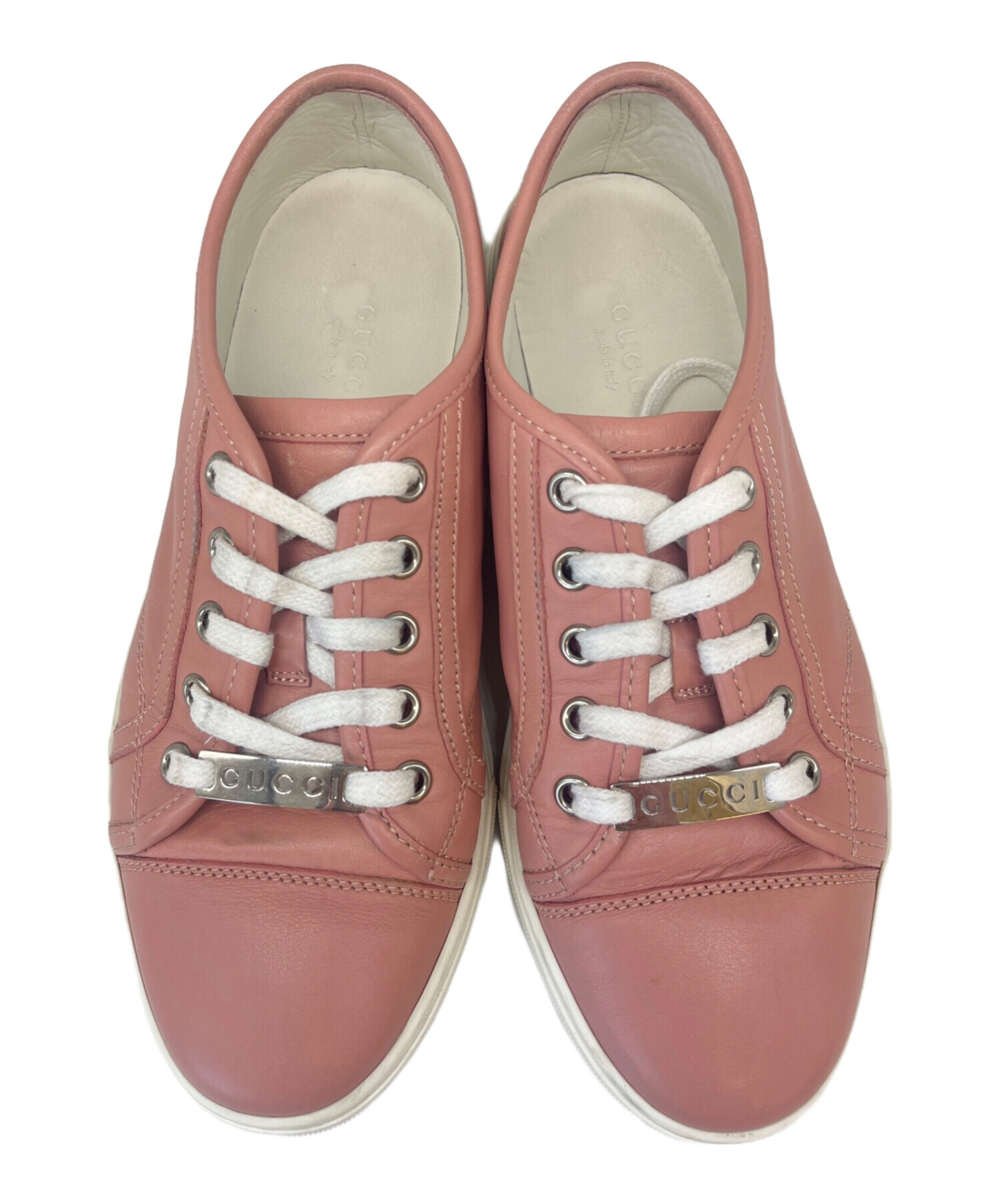 GUCCI スニーカー ピンク レザー　37 1/2 中古・古着通販】GUCCI (グッチ) GUCCI レザースニーカー ピンク