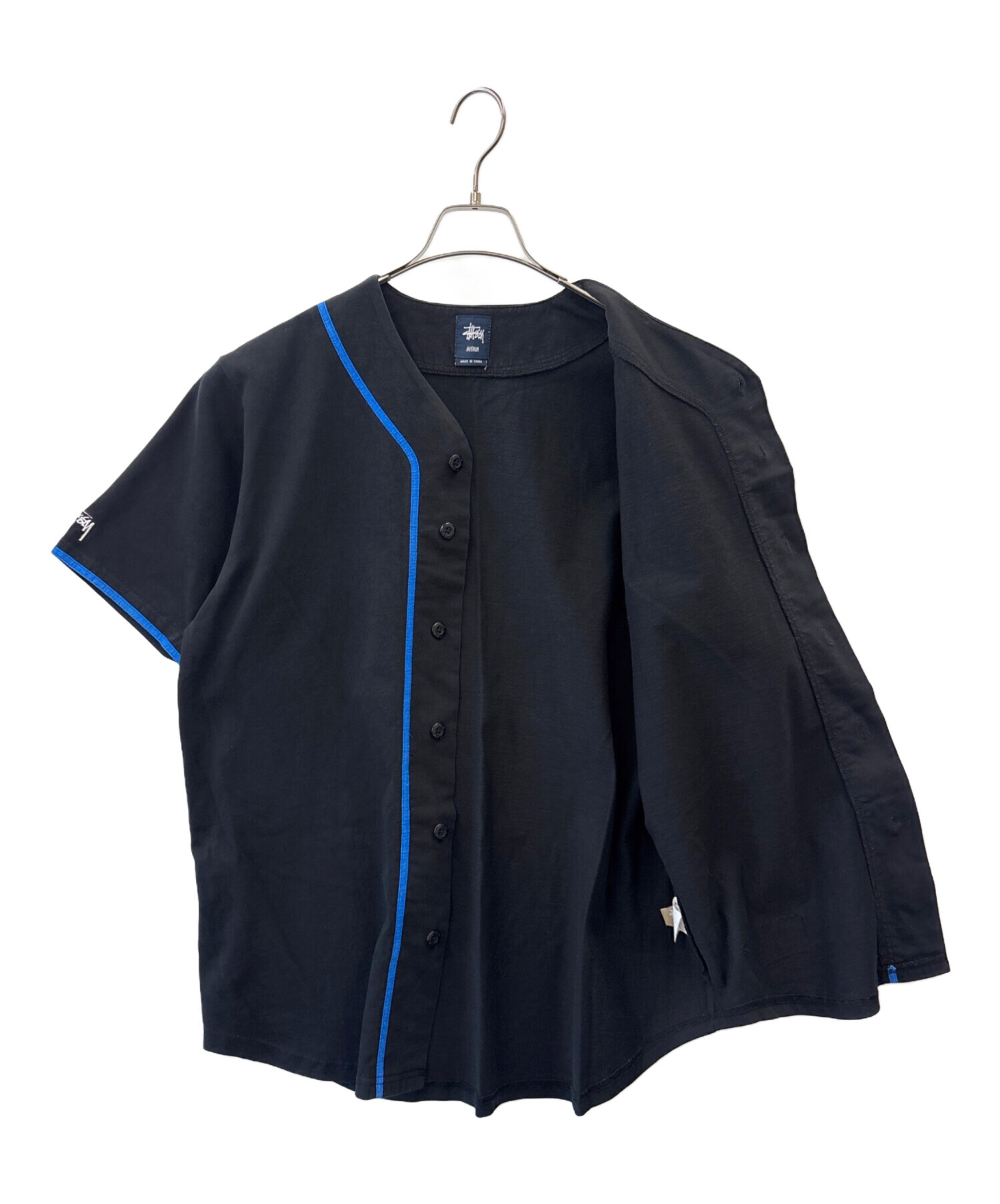 STUSSY ブラック ベースボールシャツ 【公式通販】