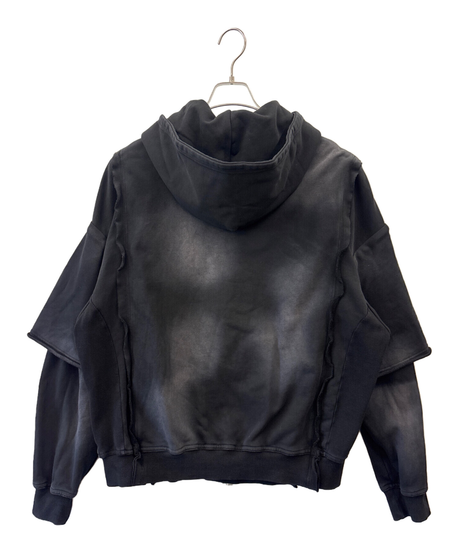 BREATH ジップアップパーカー 中古・古着通販】BREATH (ブレス) BREATH BLEACH LAYERED ZIP HOODIE