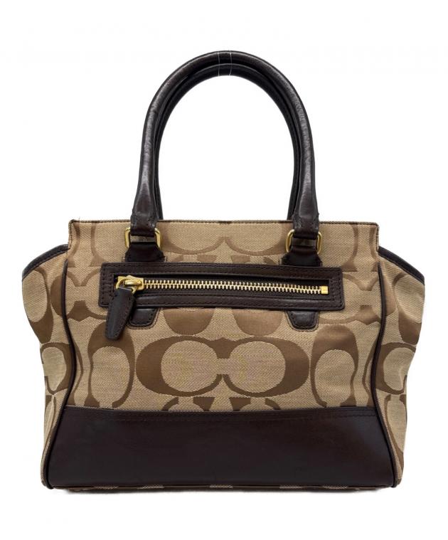Coach ハンドバッグ ベージュ シグネチャー 中古・古着通販】COACH (コーチ) COACH シグネチャー ハンドバッグ