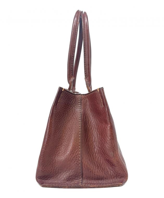 genten ハンドバッグ ダークブラウン オールレザー 旧モデル 中古・古着通販】genten (ゲンテン) genten レザーハンドバッグ
