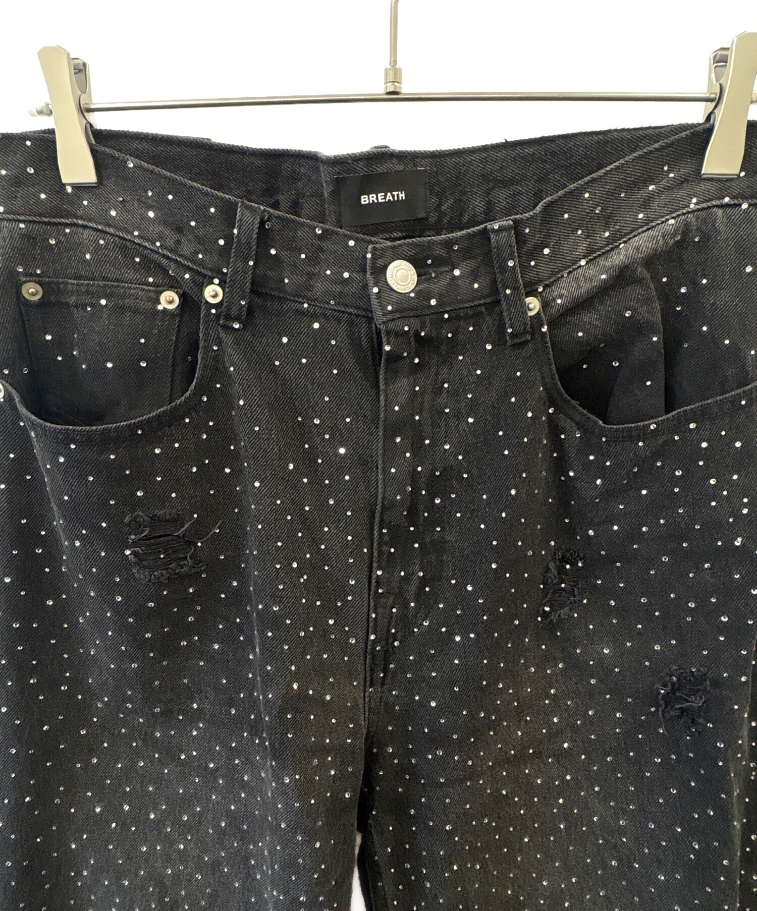 BREATH デニムパンツ ラインストーン ダメージデニム 中古・古着通販】BREATH (ブレス) BREATH ダメージ加工デニムパンツ
