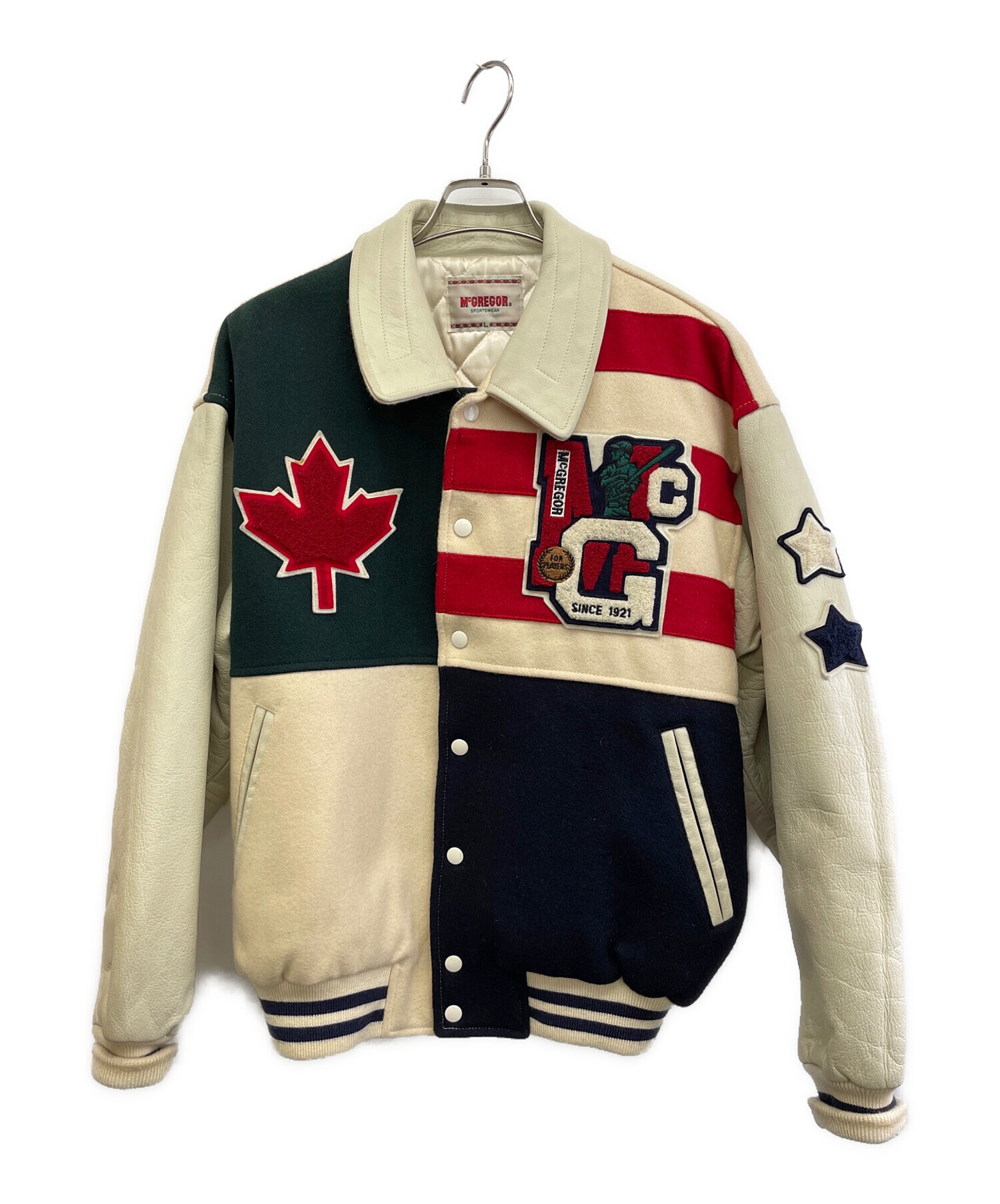 美品 マックレガー フルデコ袖レザー スタジャン スタジアムジャンパー メンズM McGregor マックレガー 袖レザー スタジアム ジャケット