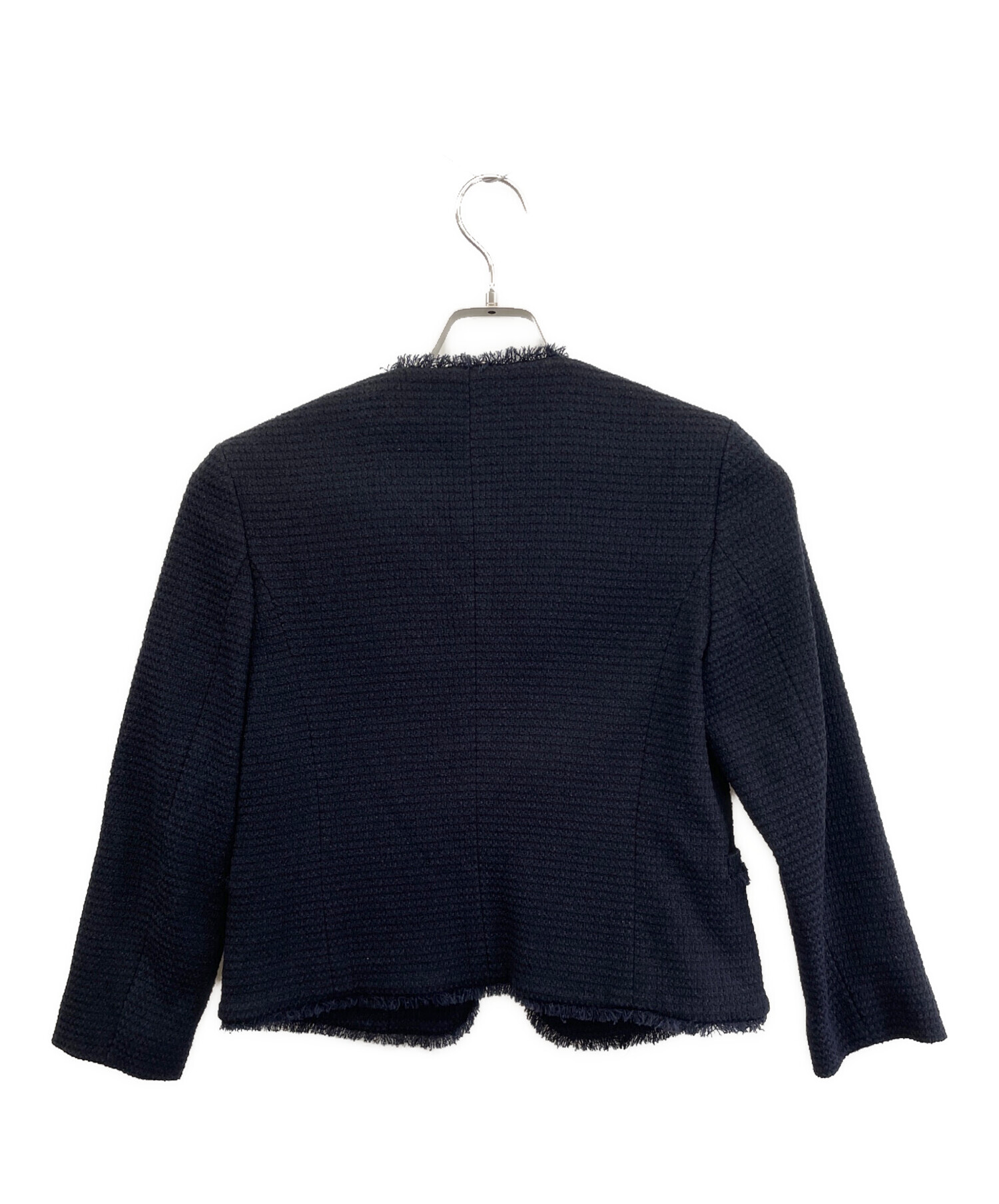 ボールジィ　ツイードジャケット　ネイビー　ジャケット　ノーカラー 中古・古着通販】BALLSEY (ボールジィ) ワッフルツイード ノーカラー