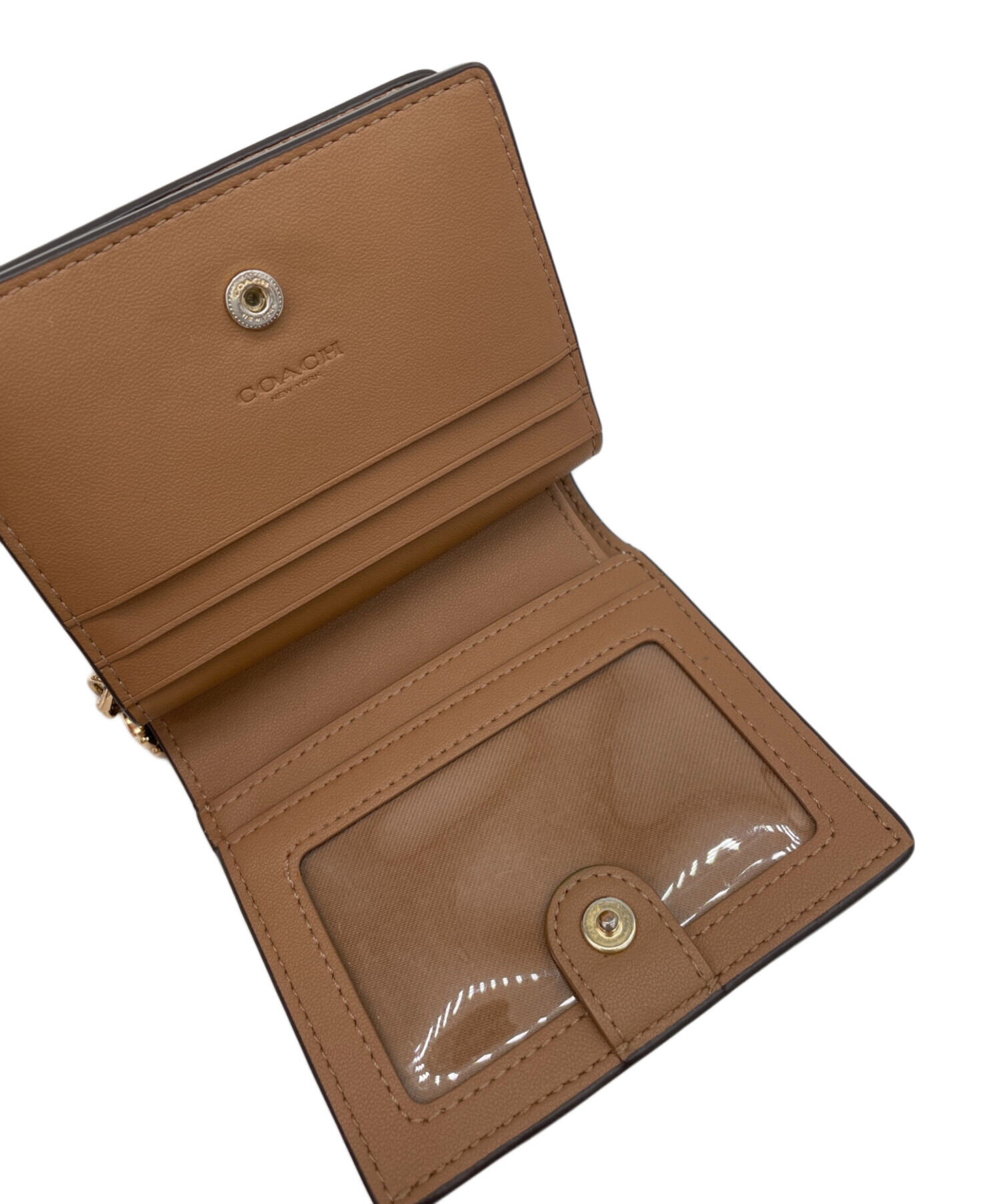 中古・古着通販】COACH (コーチ) 2つ折り財布 ベージュ｜ブランド