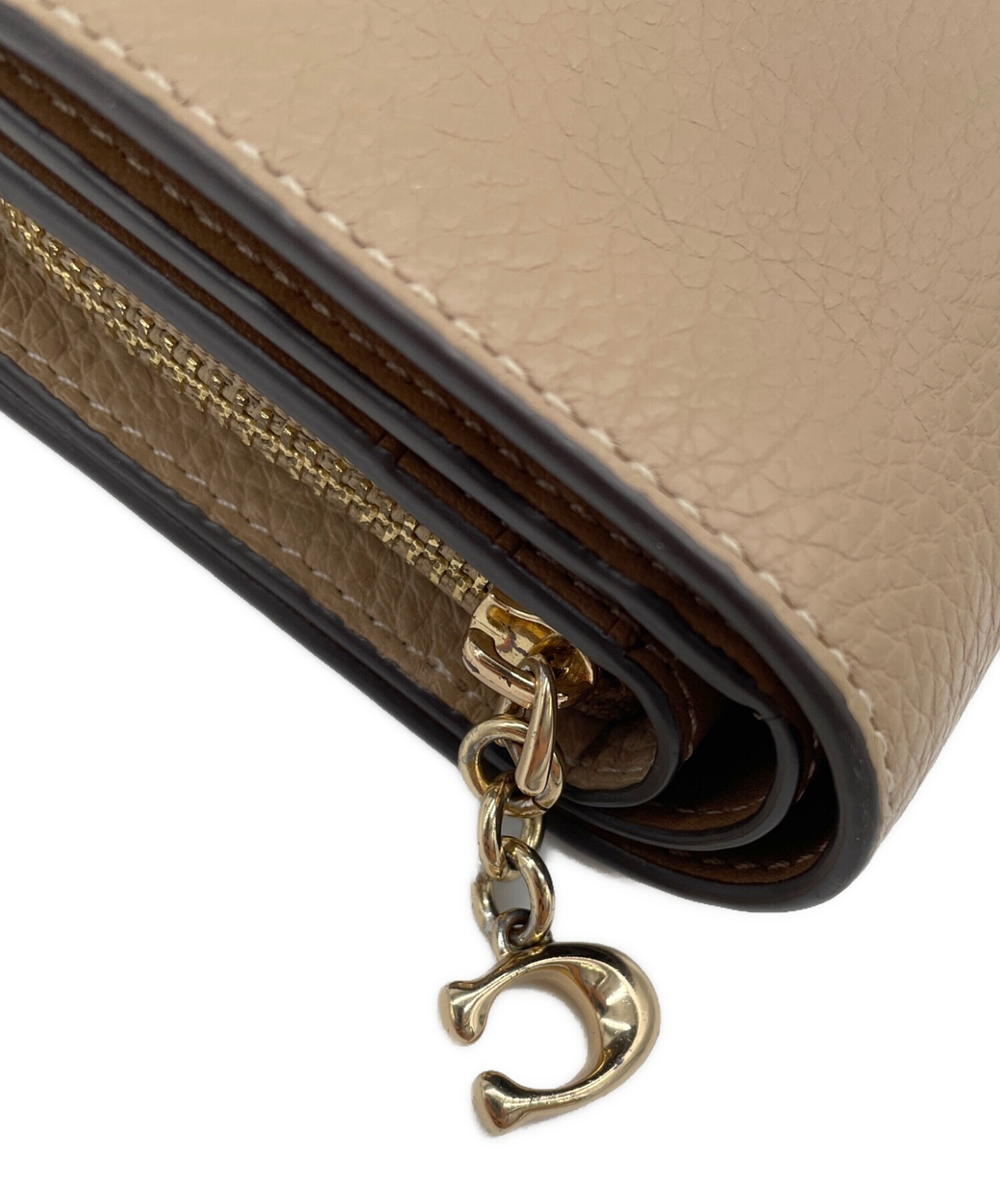 中古・古着通販】COACH (コーチ) 2つ折り財布 ベージュ｜ブランド