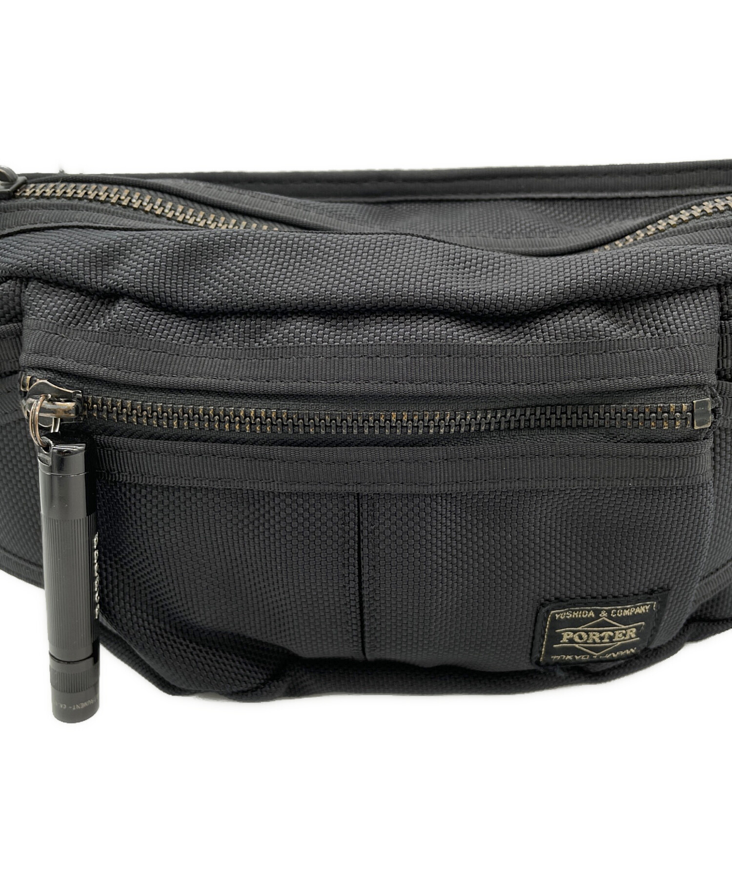 美品】PORTER HEAT ヒート ウエストバッグ S 黒 マグライト付属 HEAT
