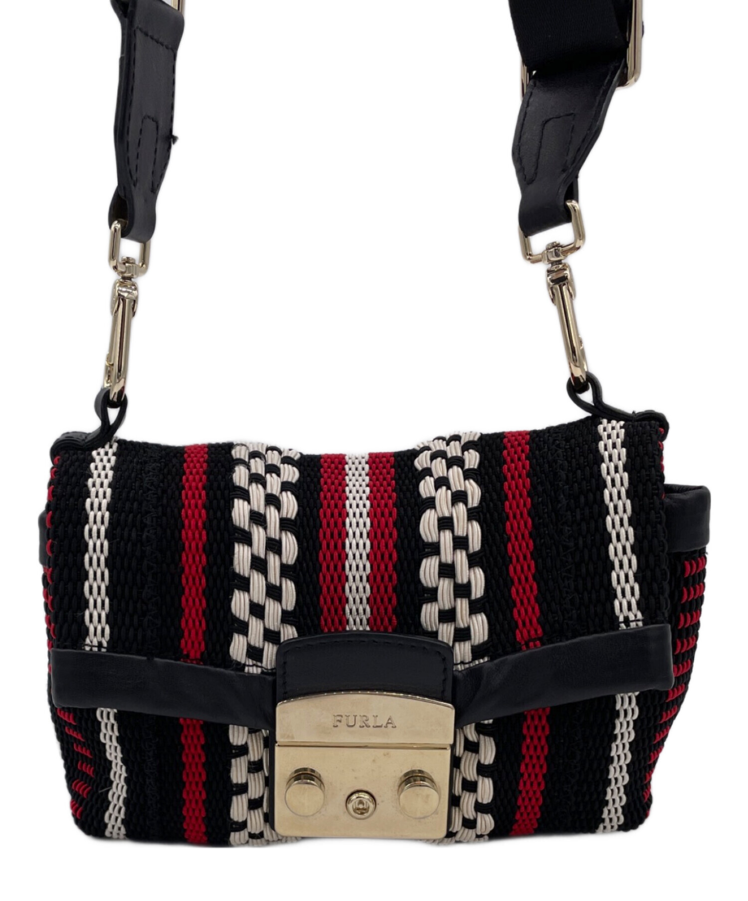 中古・古着通販】FURLA (フルラ) ショルダーポーチ ブラック×レッド 