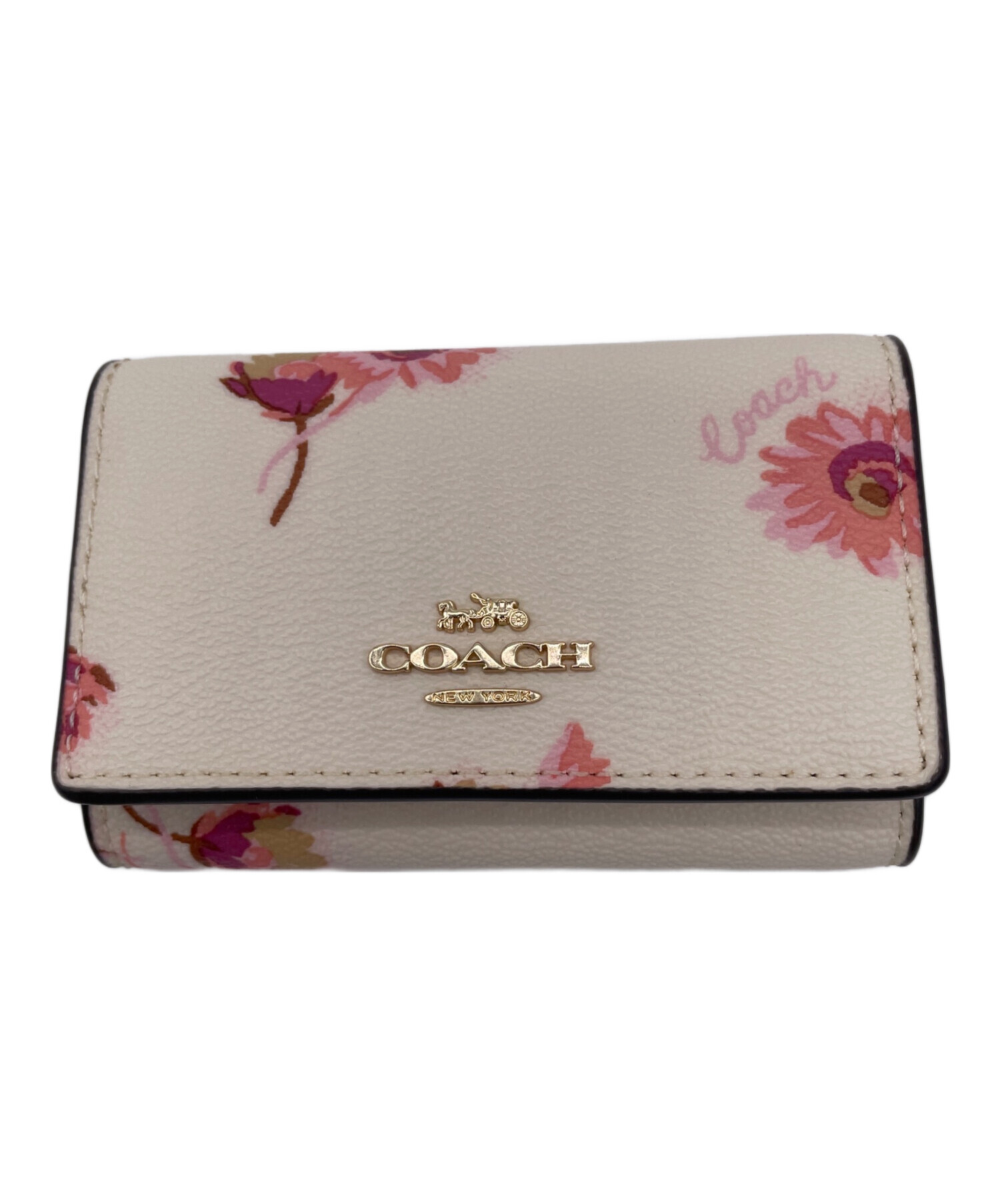 中古・古着通販】COACH (コーチ) キーケース ホワイト×ピンク