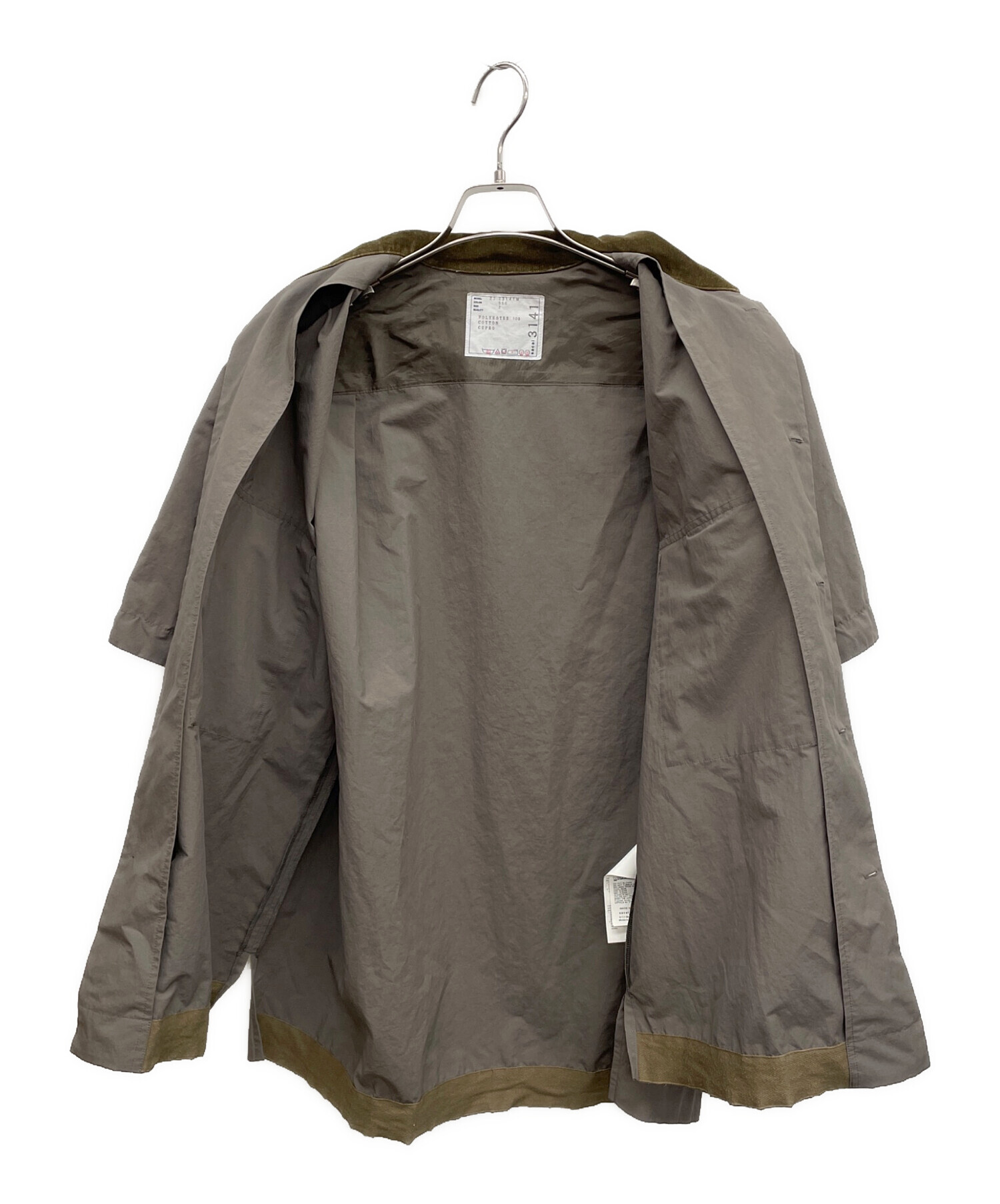 中古・古着通販】sacai (サカイ) Matte Taffeta Shirt オリーブ サイズ