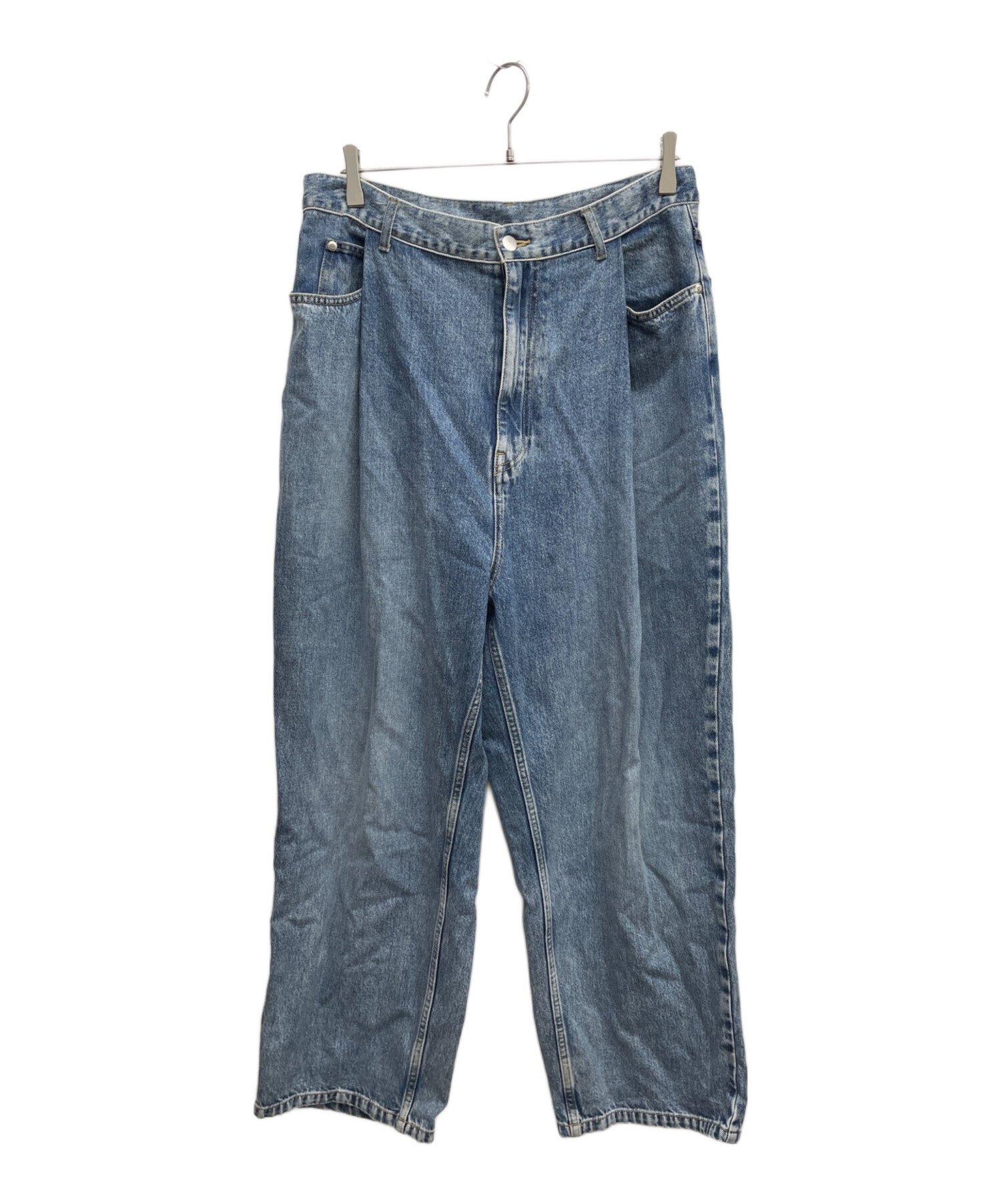 中古・古着通販】URU (ウル) デニムタックパンツ インディゴ サイズ:2 