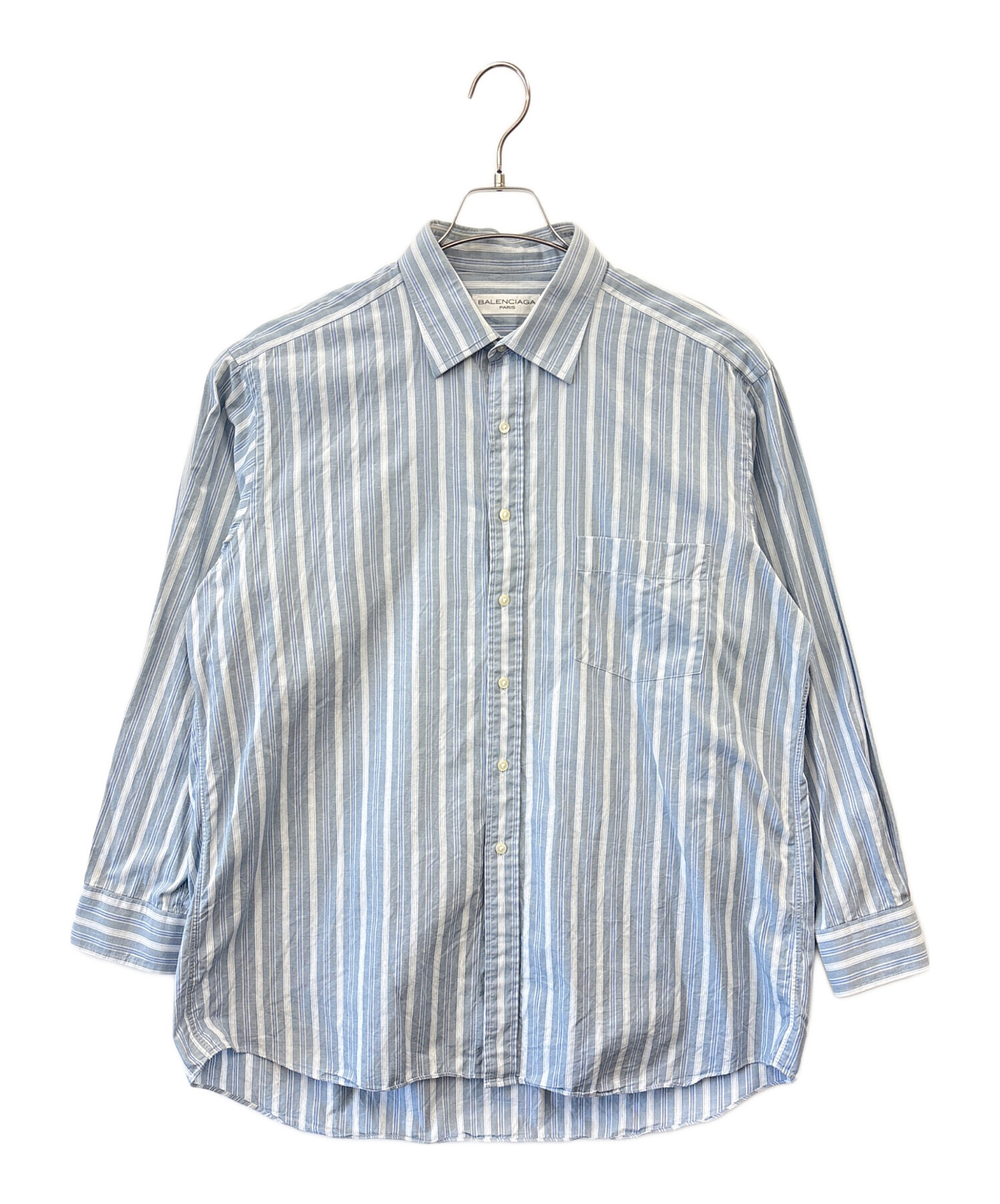 BALENCIAGA バレンシアガ/バックロゴストライプ長袖シャツ/36/レディースインナー/ABランク/05【中古】 BALENCIAGA】バレンシアガ『バックロゴ リボン付き ストライプ 長袖