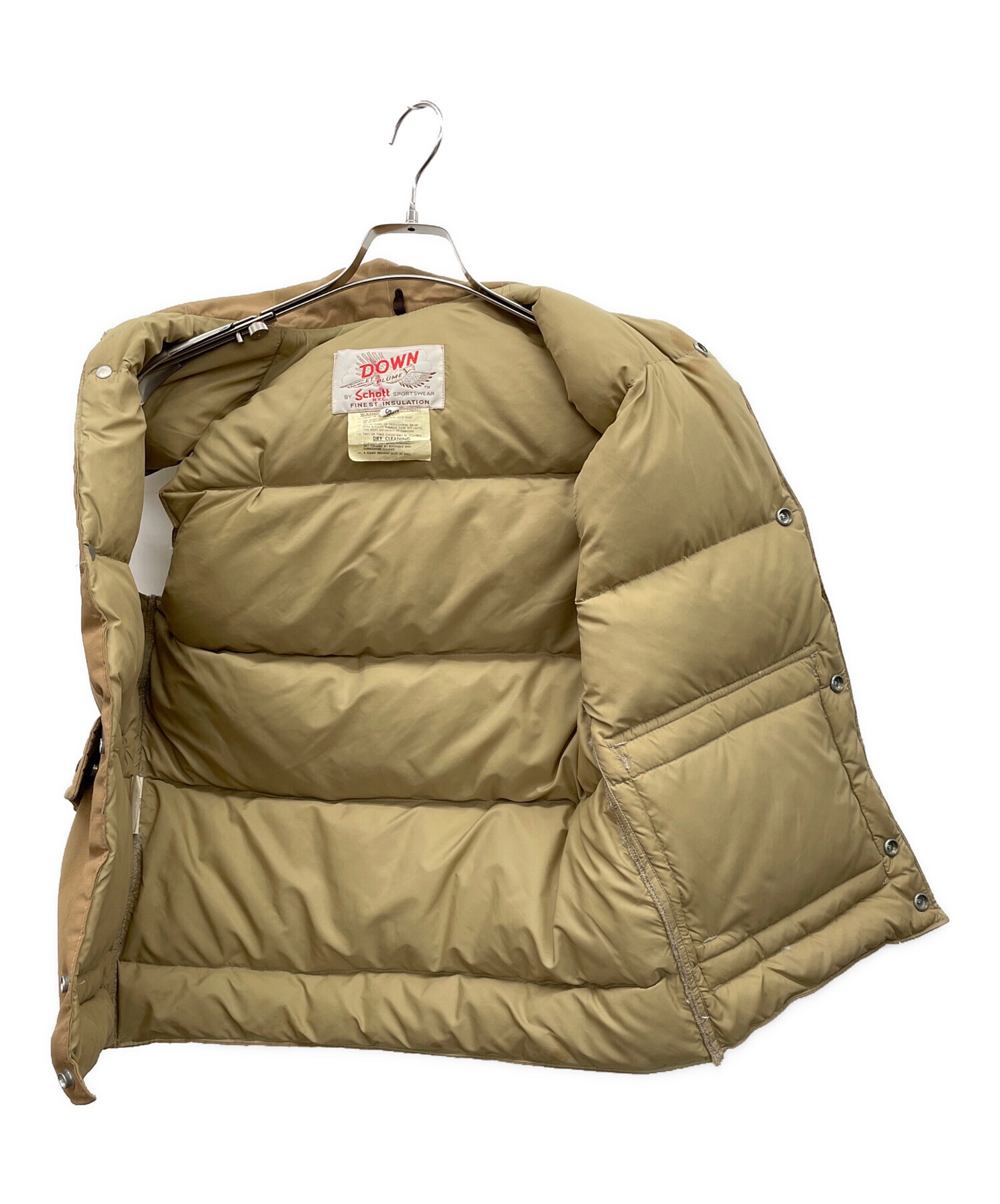 ベージュ ダウンベスト　未使用 中古・古着通販】Schott (ショット) ダウンベスト ベージュ サイズ:S