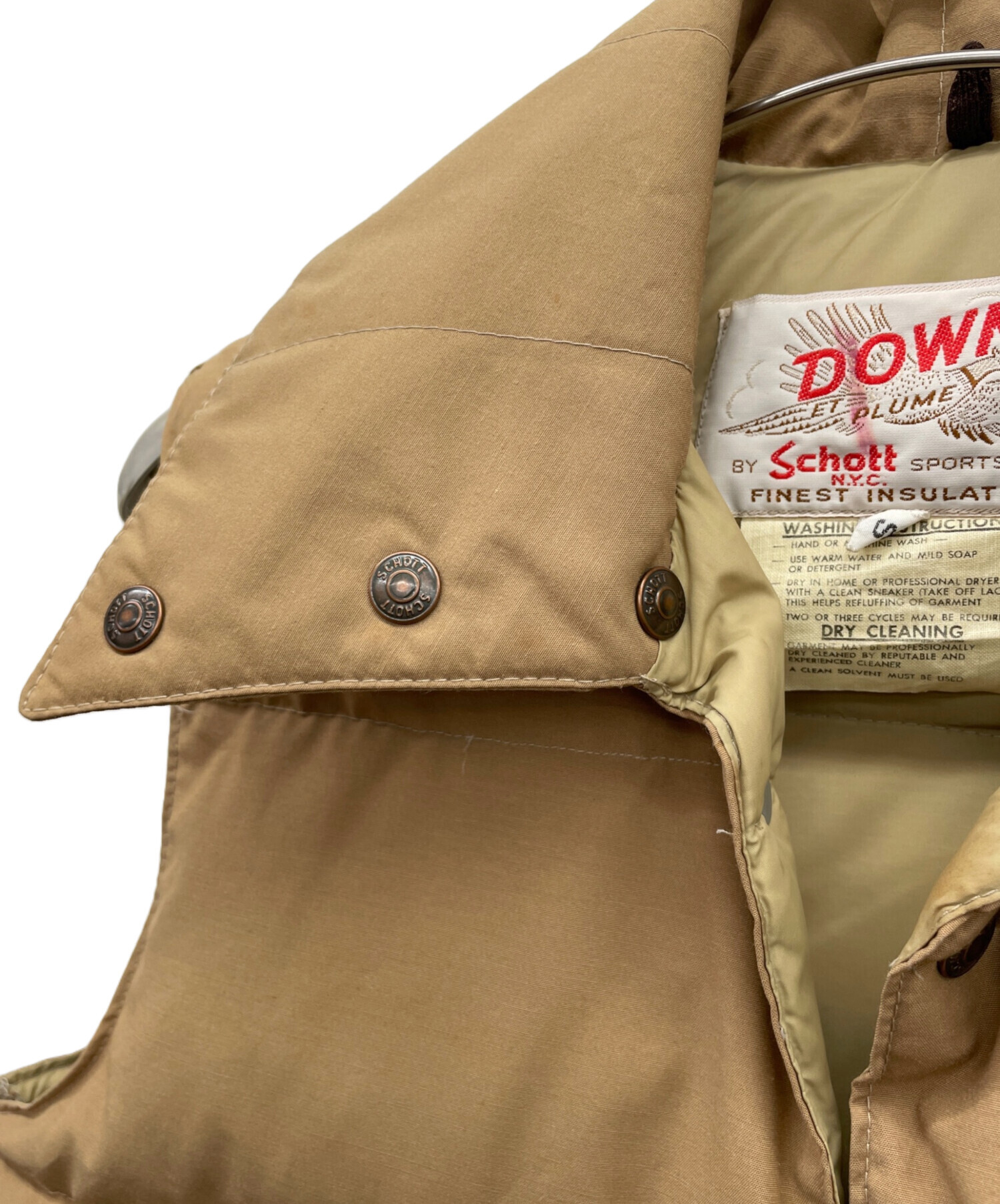 中古・古着通販】Schott (ショット) ダウンベスト ベージュ サイズ:S