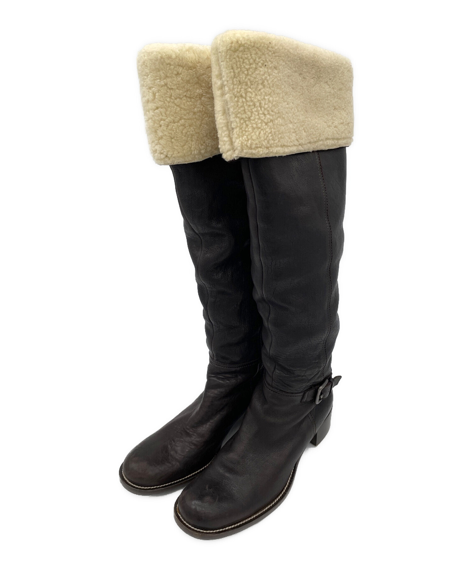 中古・古着通販】MIU MIU (ミュウミュウ) ロングブーツ ブラウン