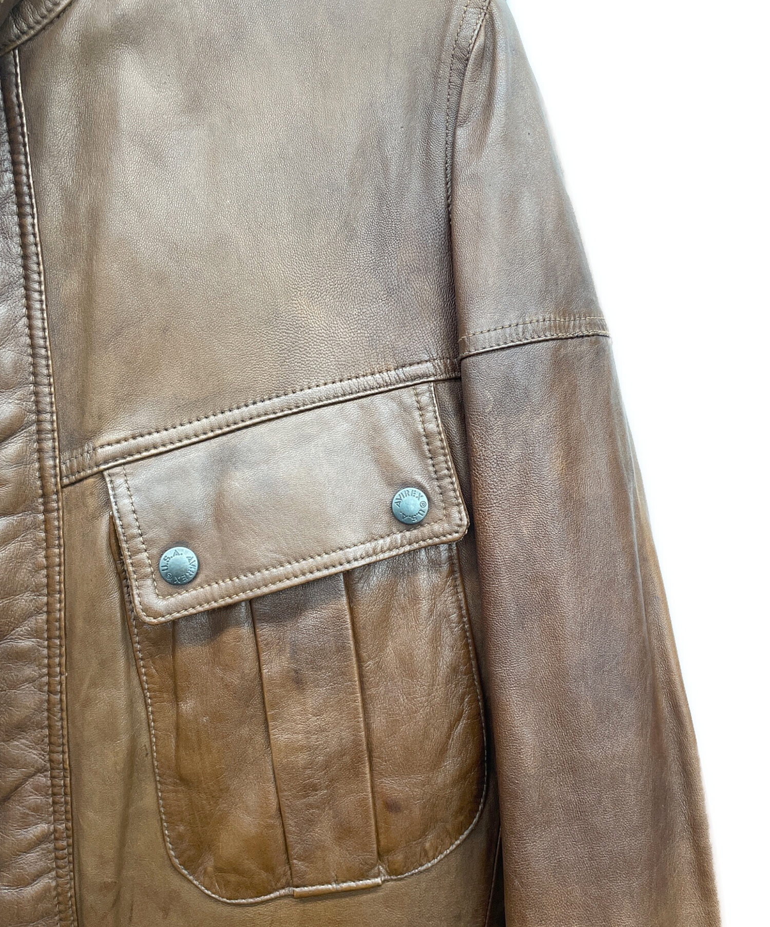 中古・古着通販】AVIREX (アヴィレックス) レザージャケット ブラウン