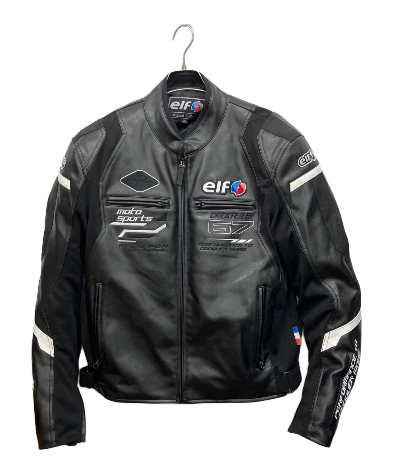 ELF バイクジャケット LL 黒/青 中古・古着通販】elf (エルフ) バイクジャケット ブラック サイズ:LL