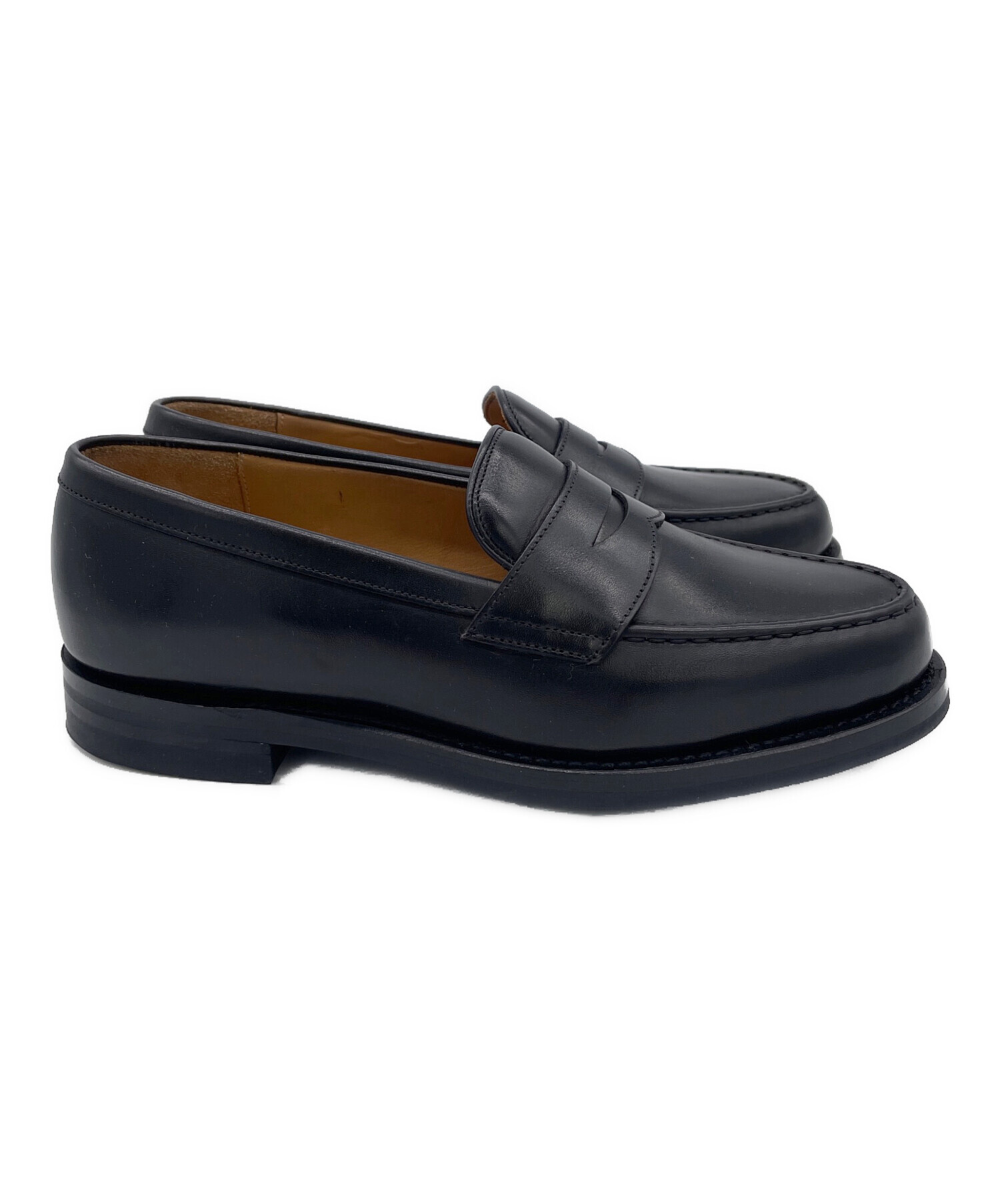 HARROGATE ブラックレザー ローファー 中古・古着通販】HARROGATE (ハロゲイト) コインローファー ブラック